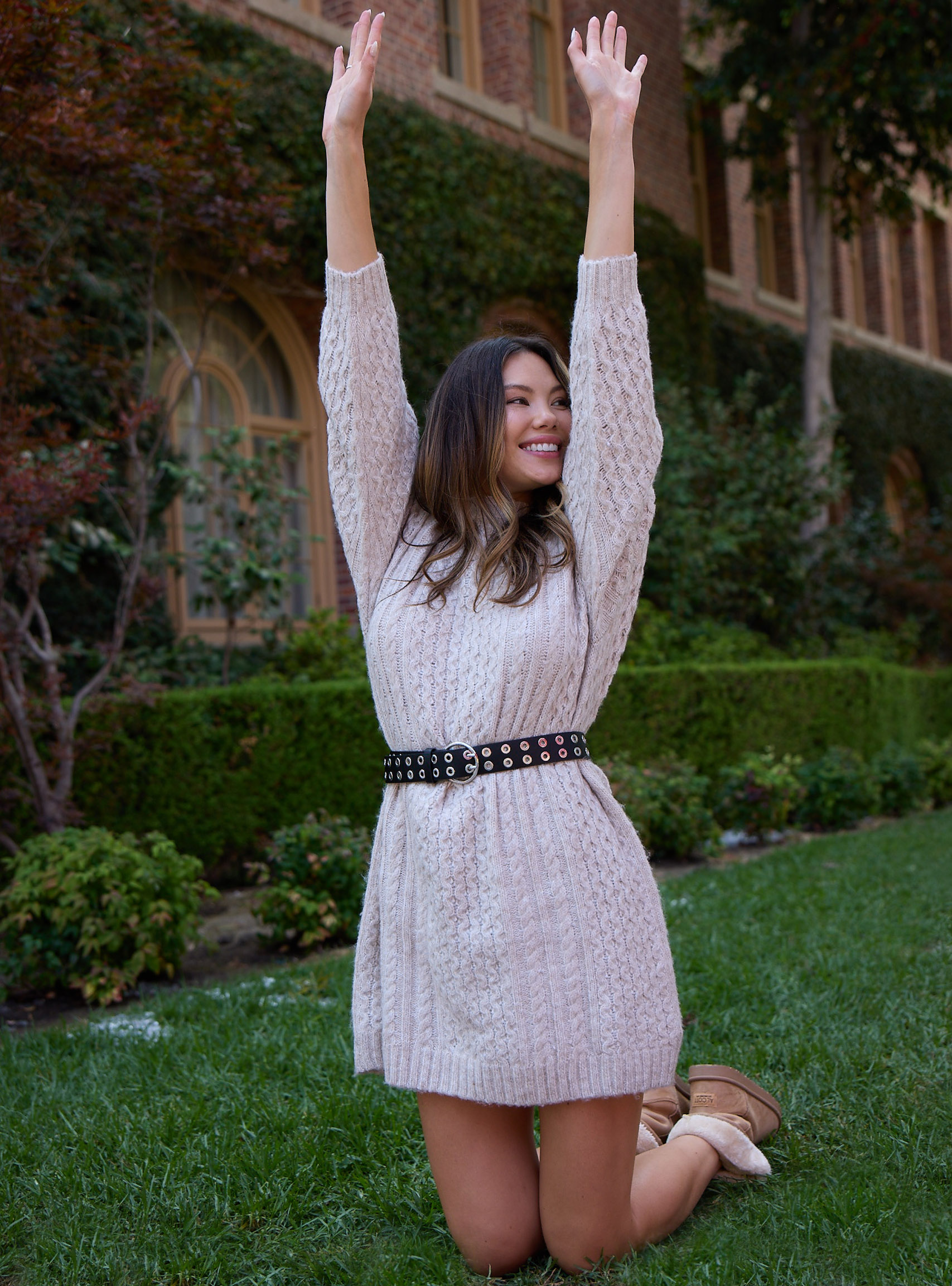 Pullover oversize con trecce, BEIGE