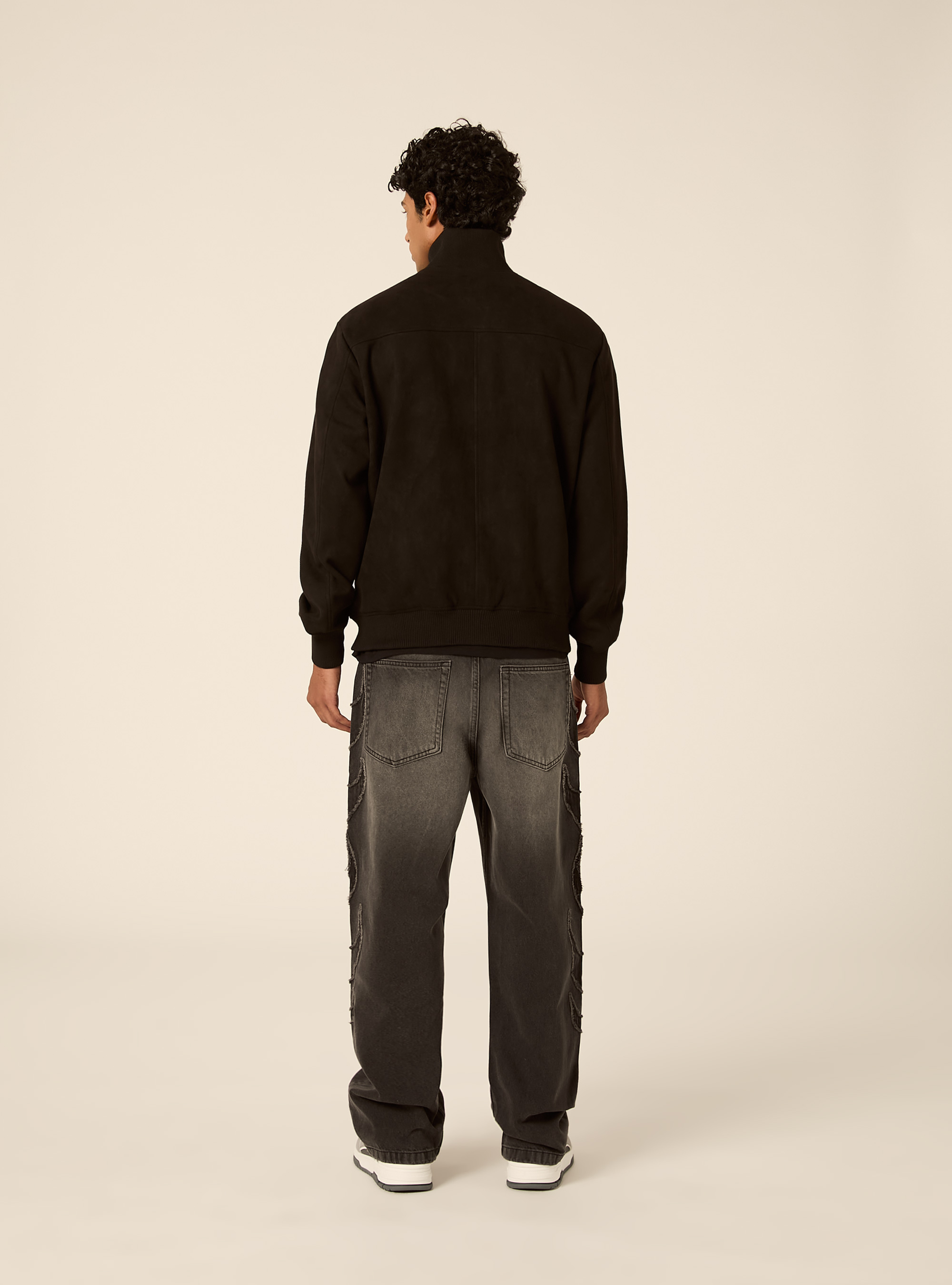 Giubbotto bomber effetto suede, BK1 BLACK