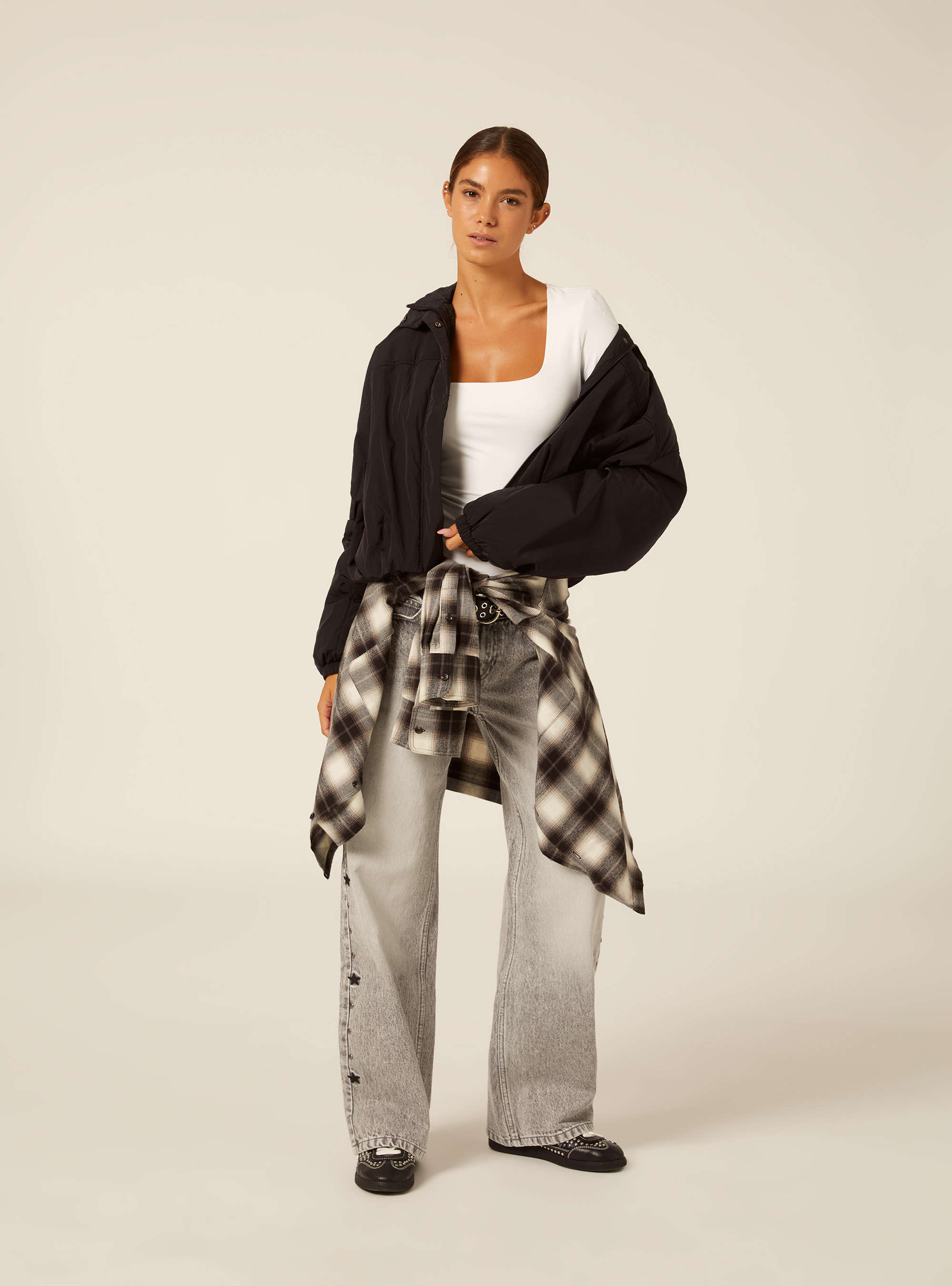 Steppjacke mit stehkragen, BK1 BLACK
