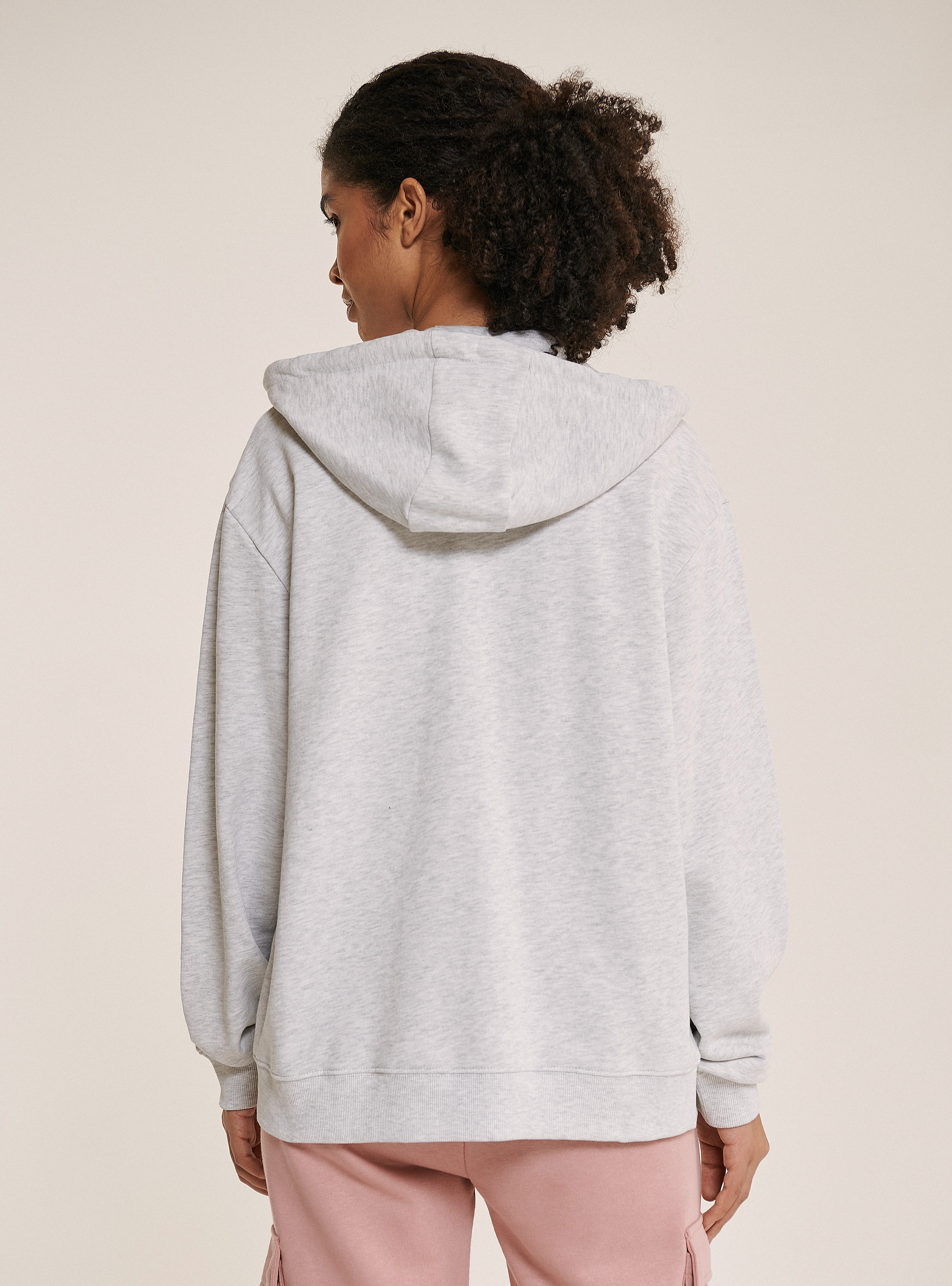 Sudadera basic con cremallera y capucha, C148 ICE MELANGE