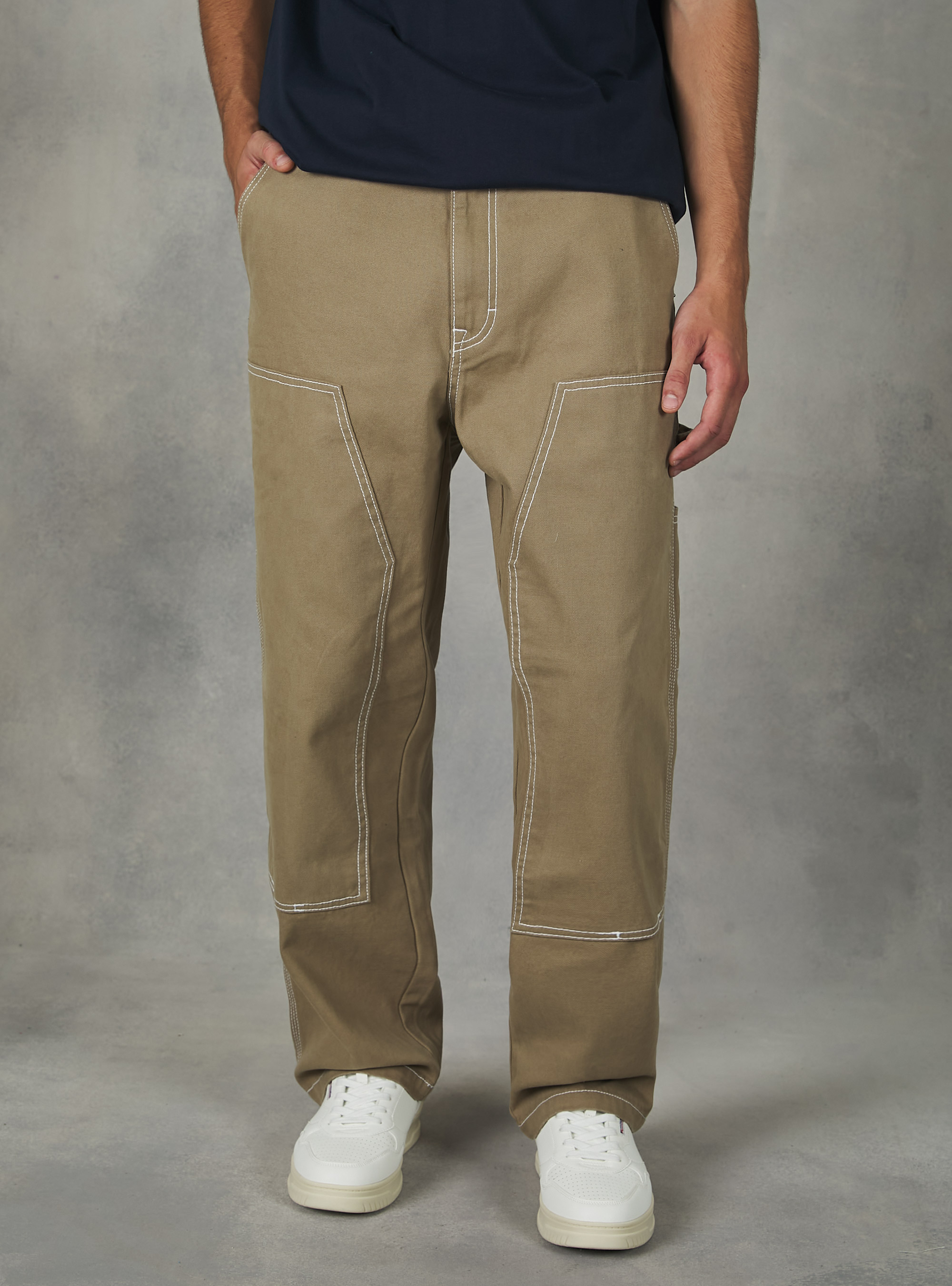 Carpenter canvas trousers, BG1 BEIGE DARK
