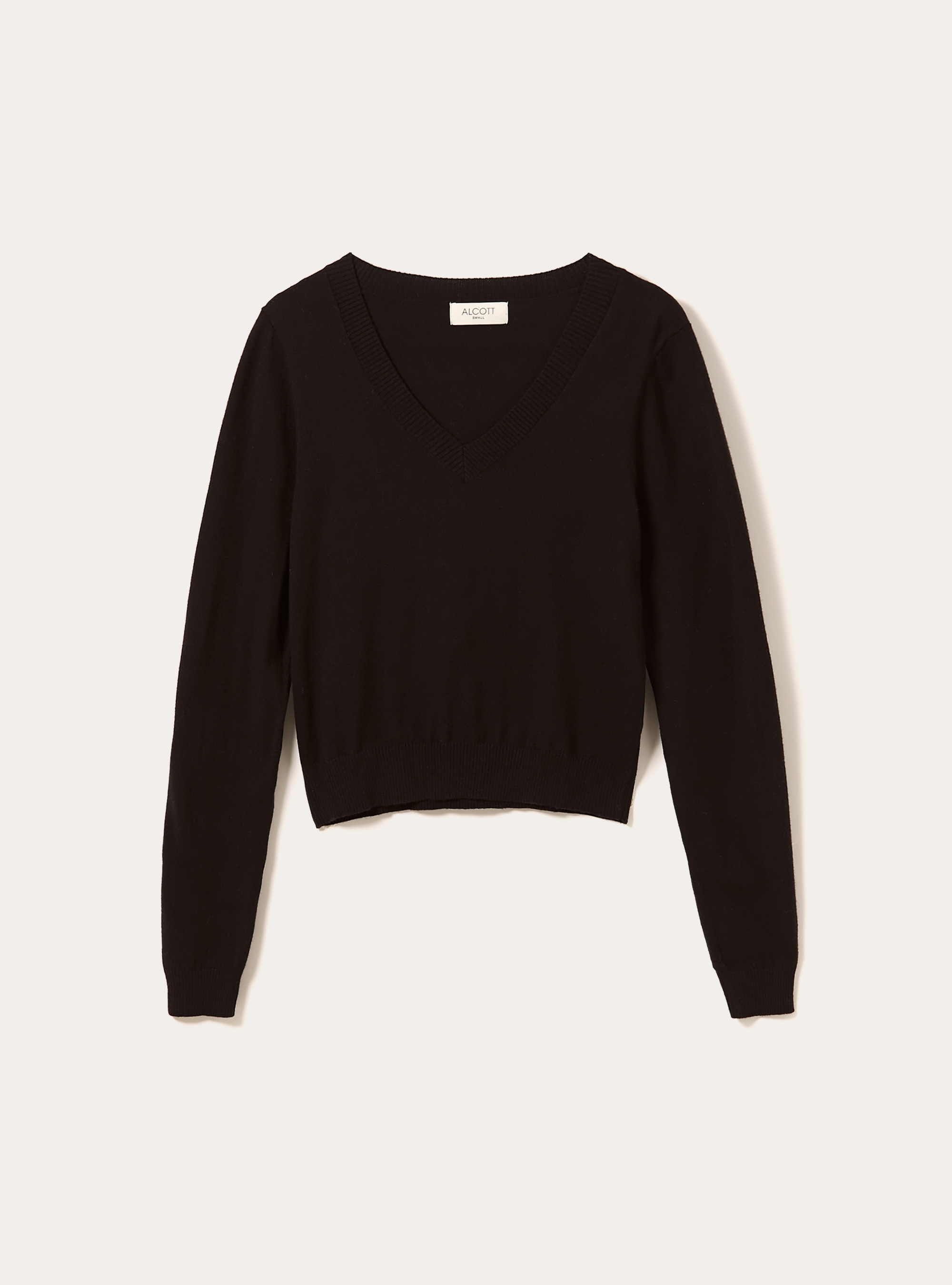 Boxy fit V-neck pullover, BK1 BLACK
