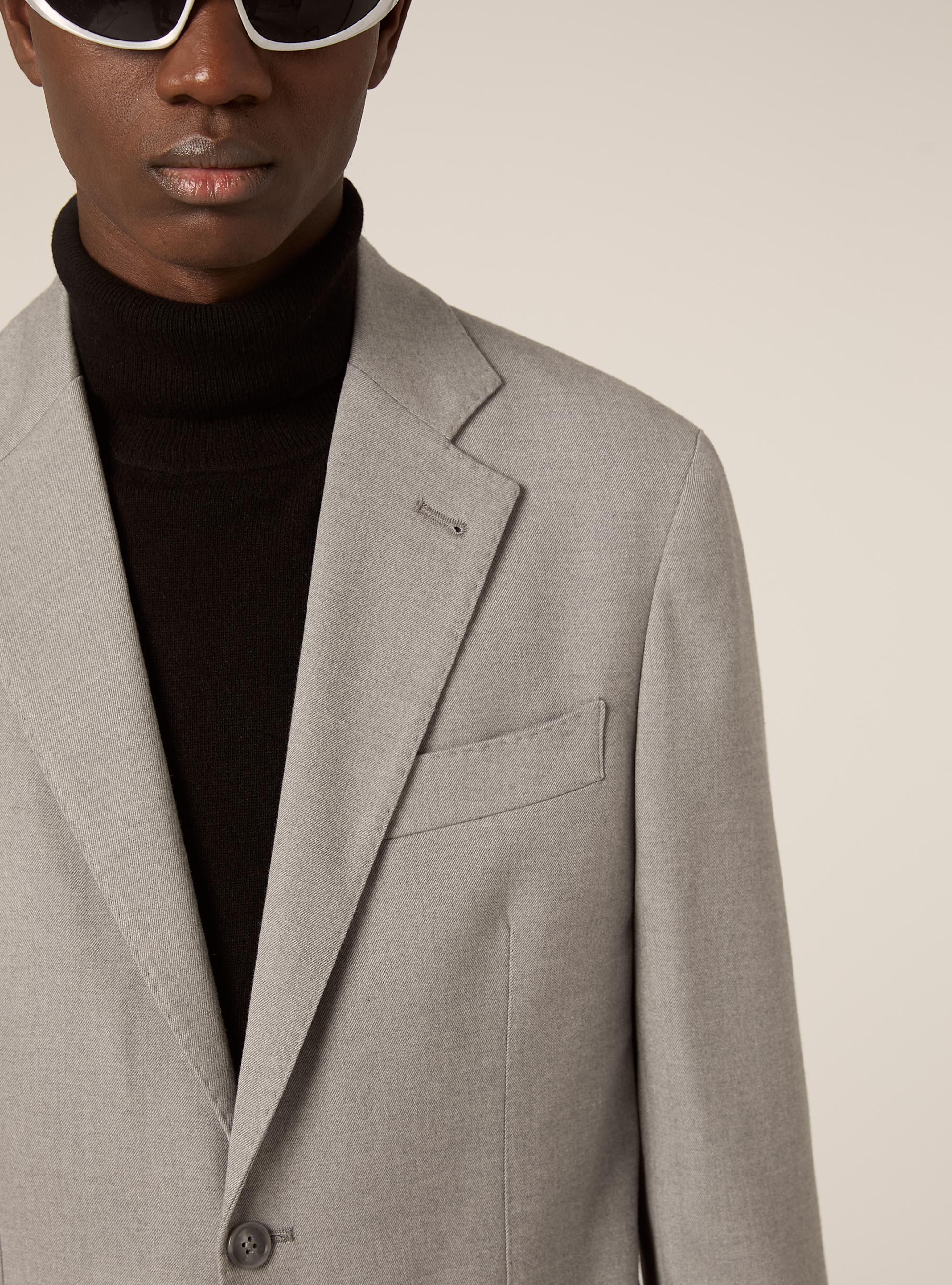 Giacca monopetto con tasca a toppa in miso lana, MGY3 GREY MEL LIGHT