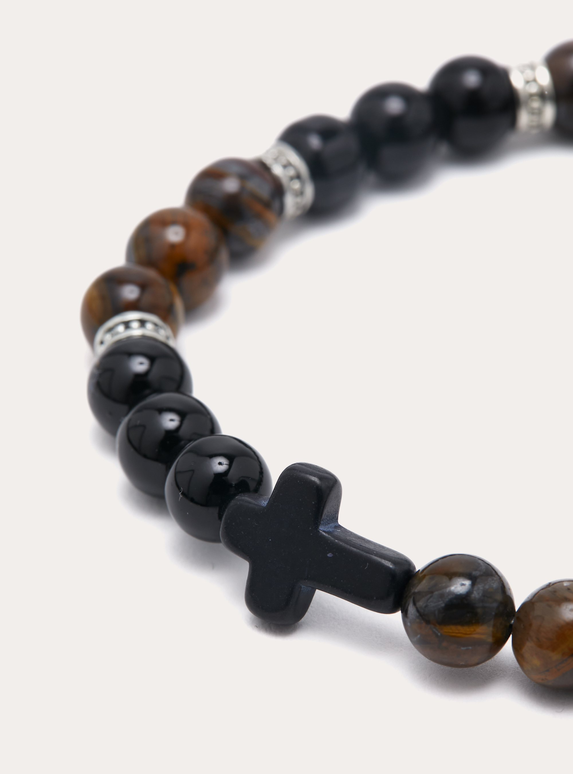 Bracciale con perline in vetro e pietra, BK1 BLACK