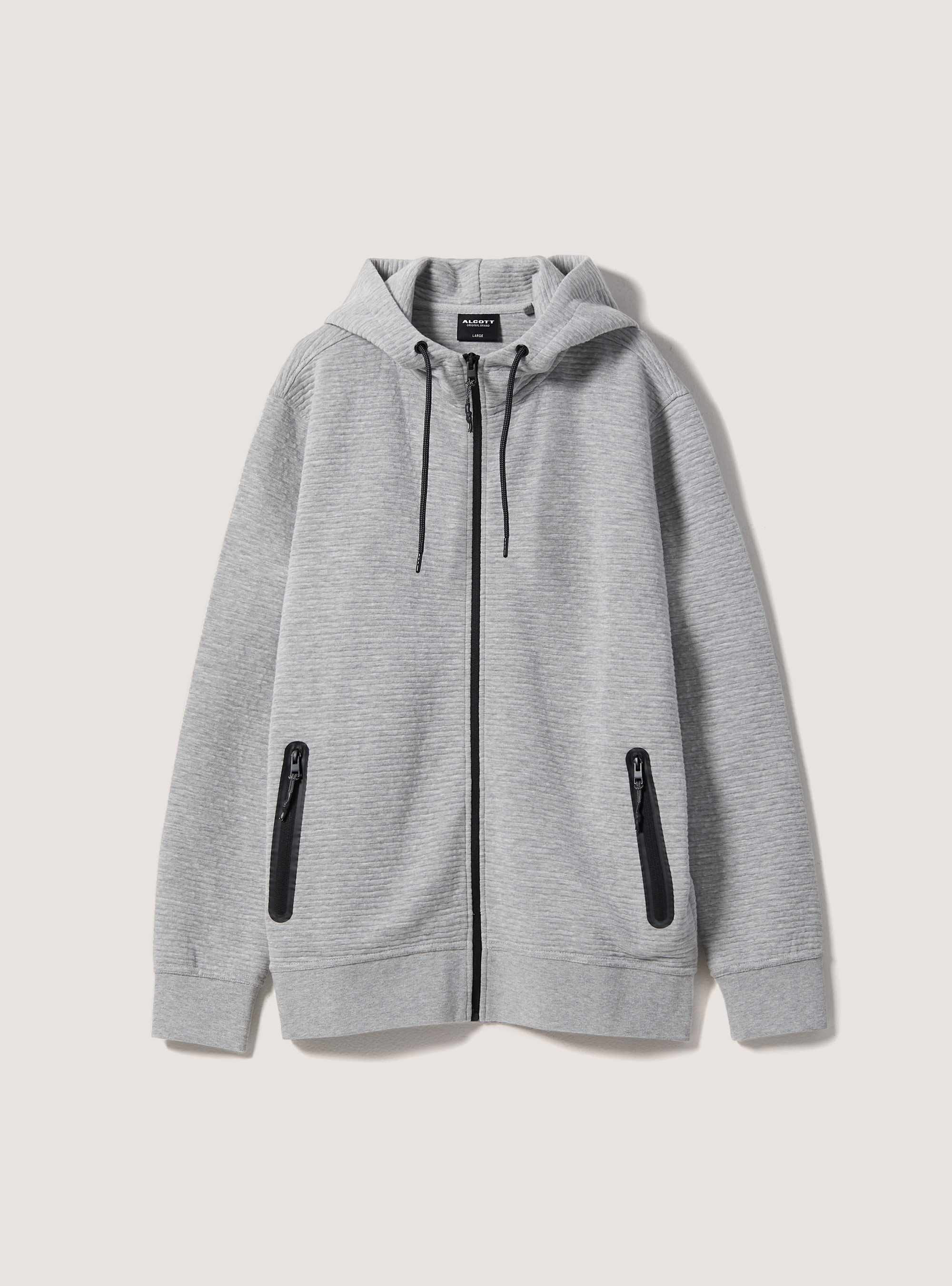 Sweatshirt with zip and hood, MGY2 GREY MEL MEDIUM
