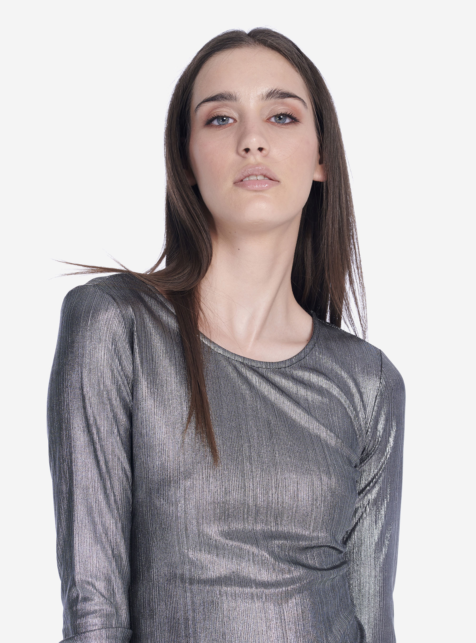 LAMINATED DRESS, SILVER