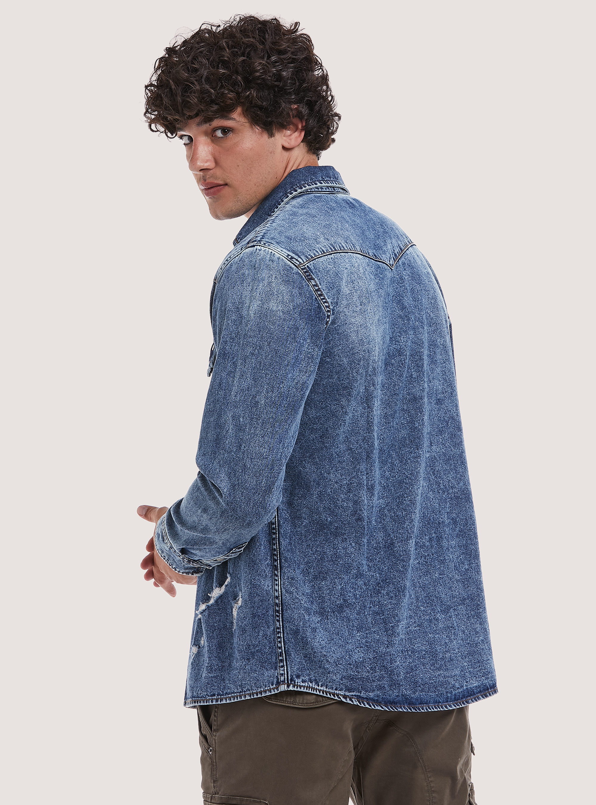 Camicia denim regular fit, D003 MEDIUM BLUE