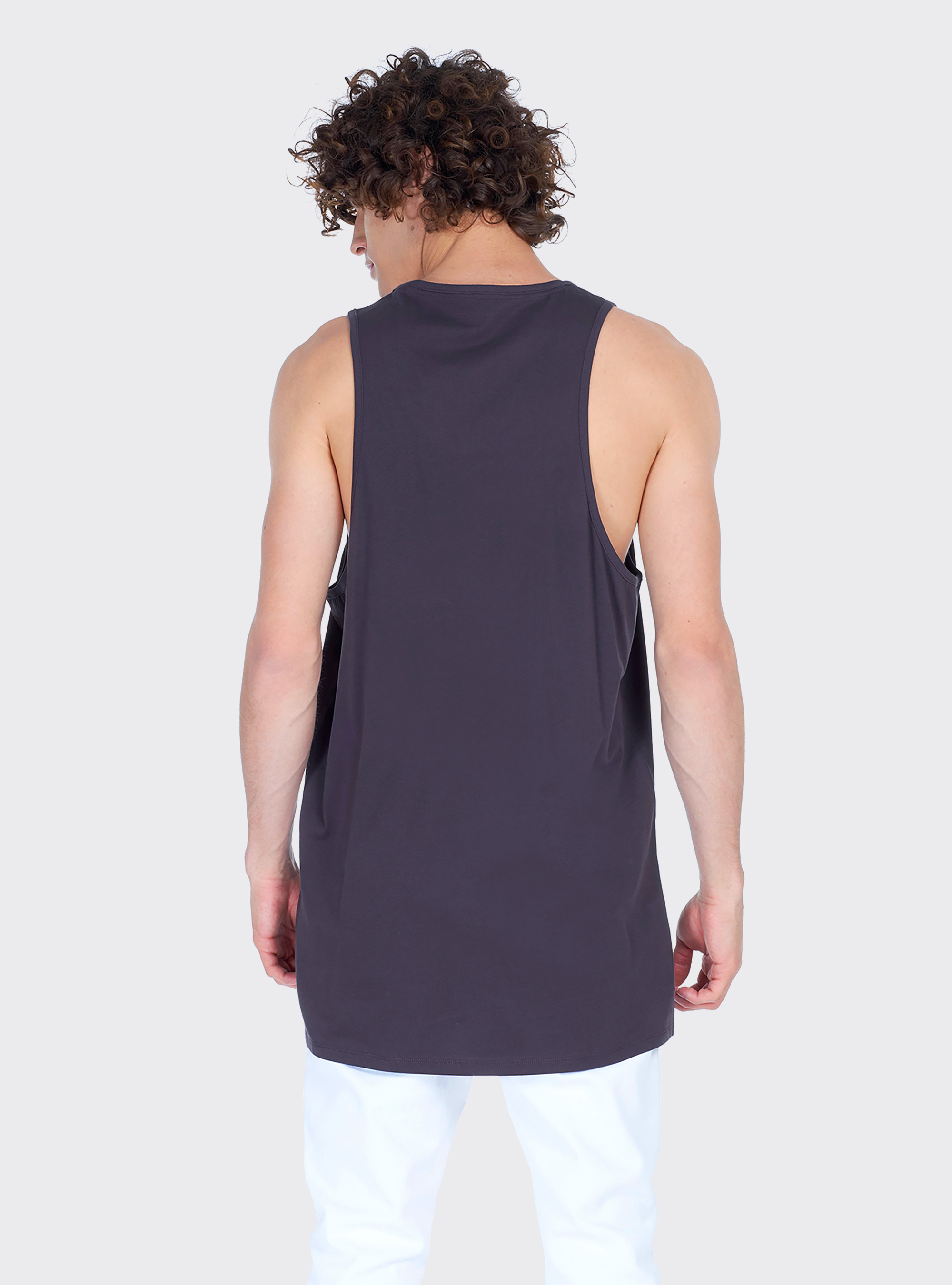 Canotta long e oversize fit con stampa lettering, NERO