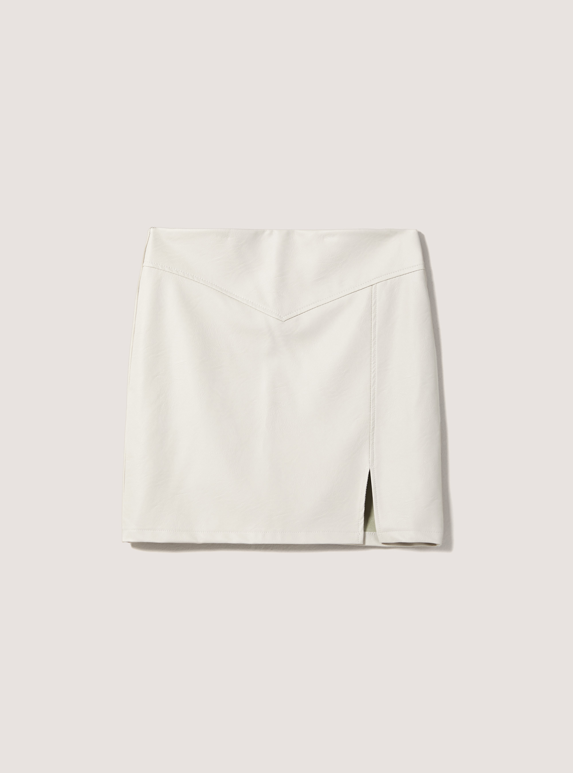 Leather-effect mini skirt, WH1 OFF WHITE