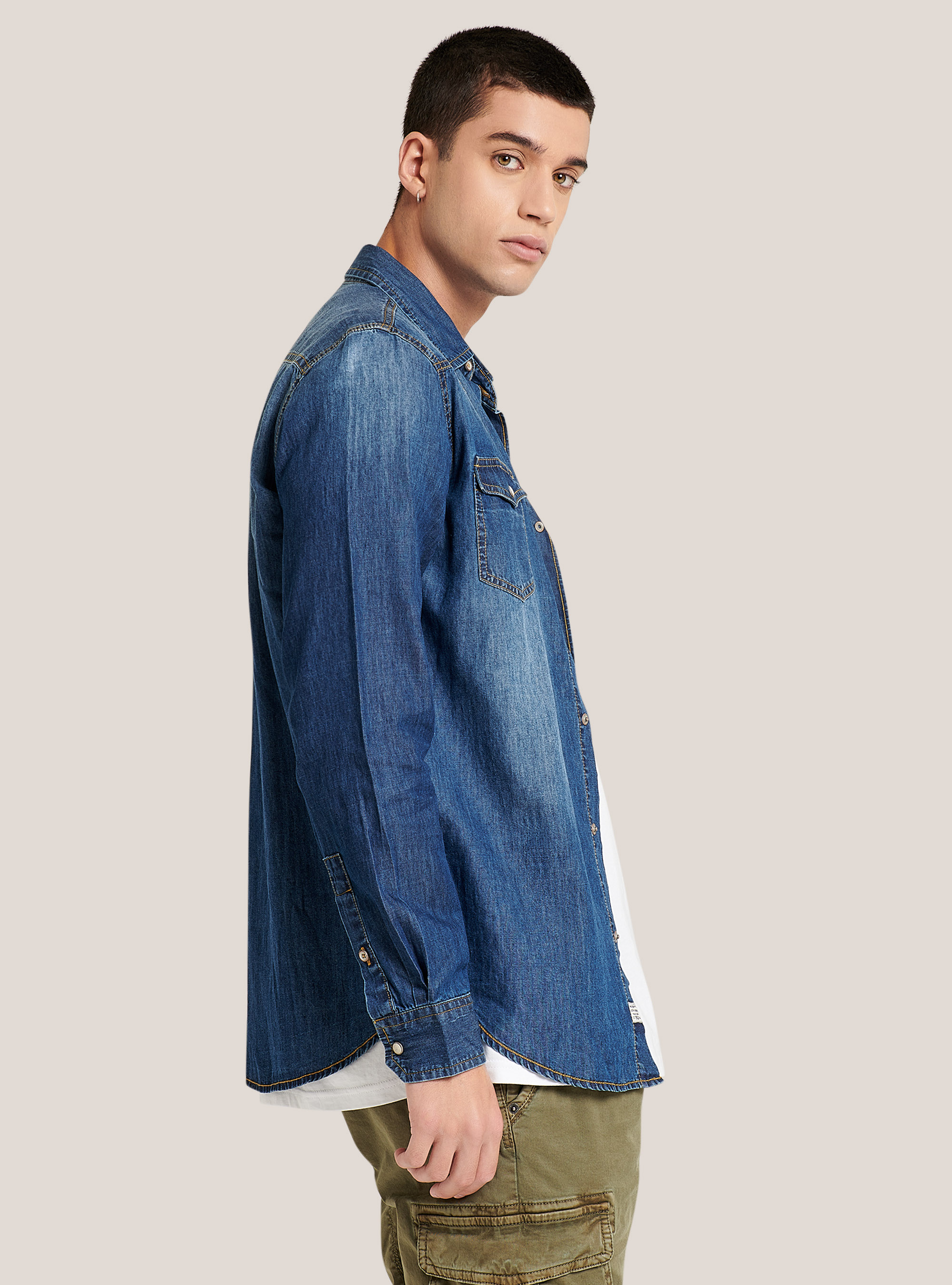 Camicia in denim, BLU MARINO
