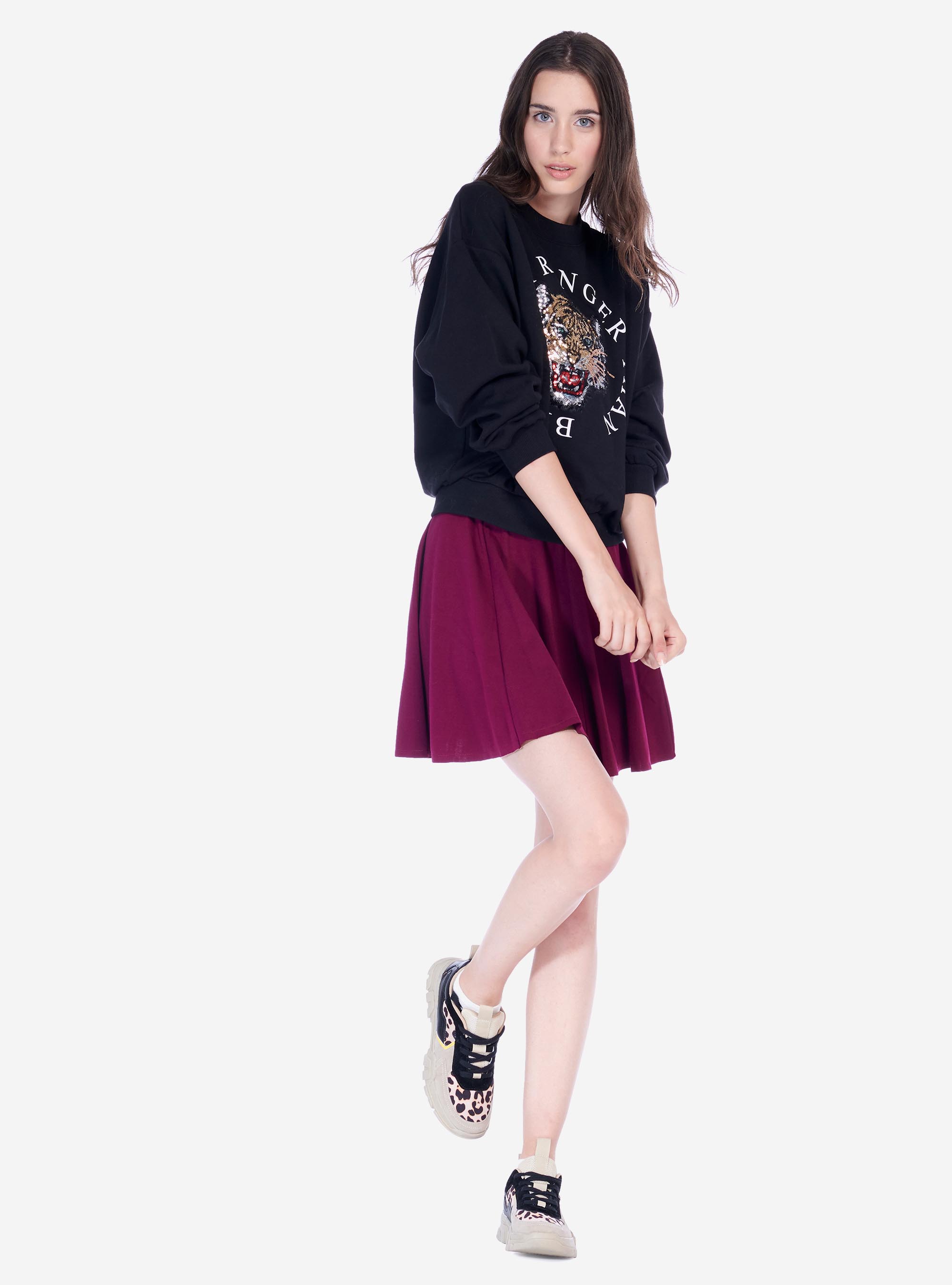 Minigonna elasticizzata, BORDEAUX