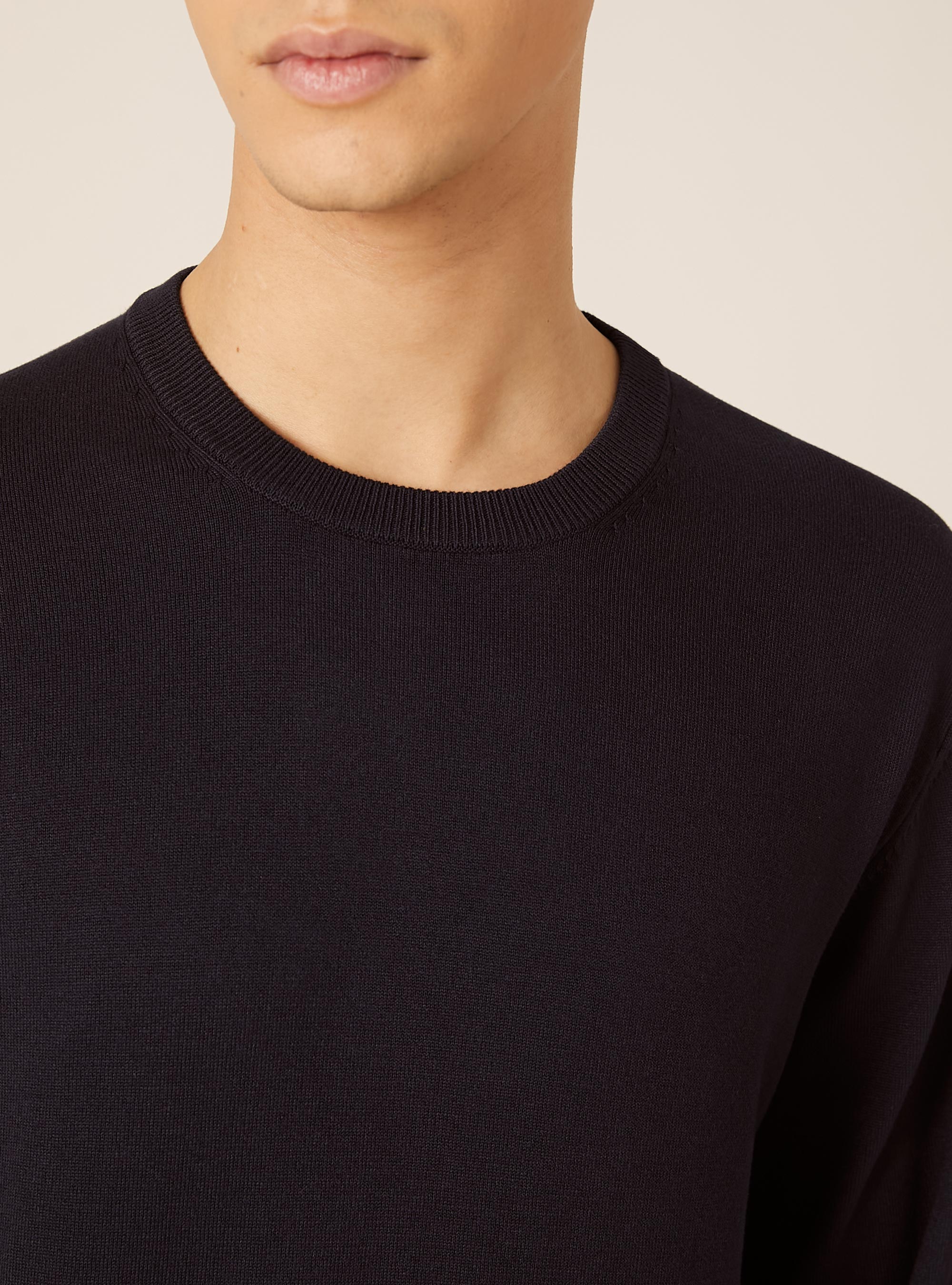 Pullover girocollo in viscosa sostenibile Ecovero, NA1 NAVY DARK