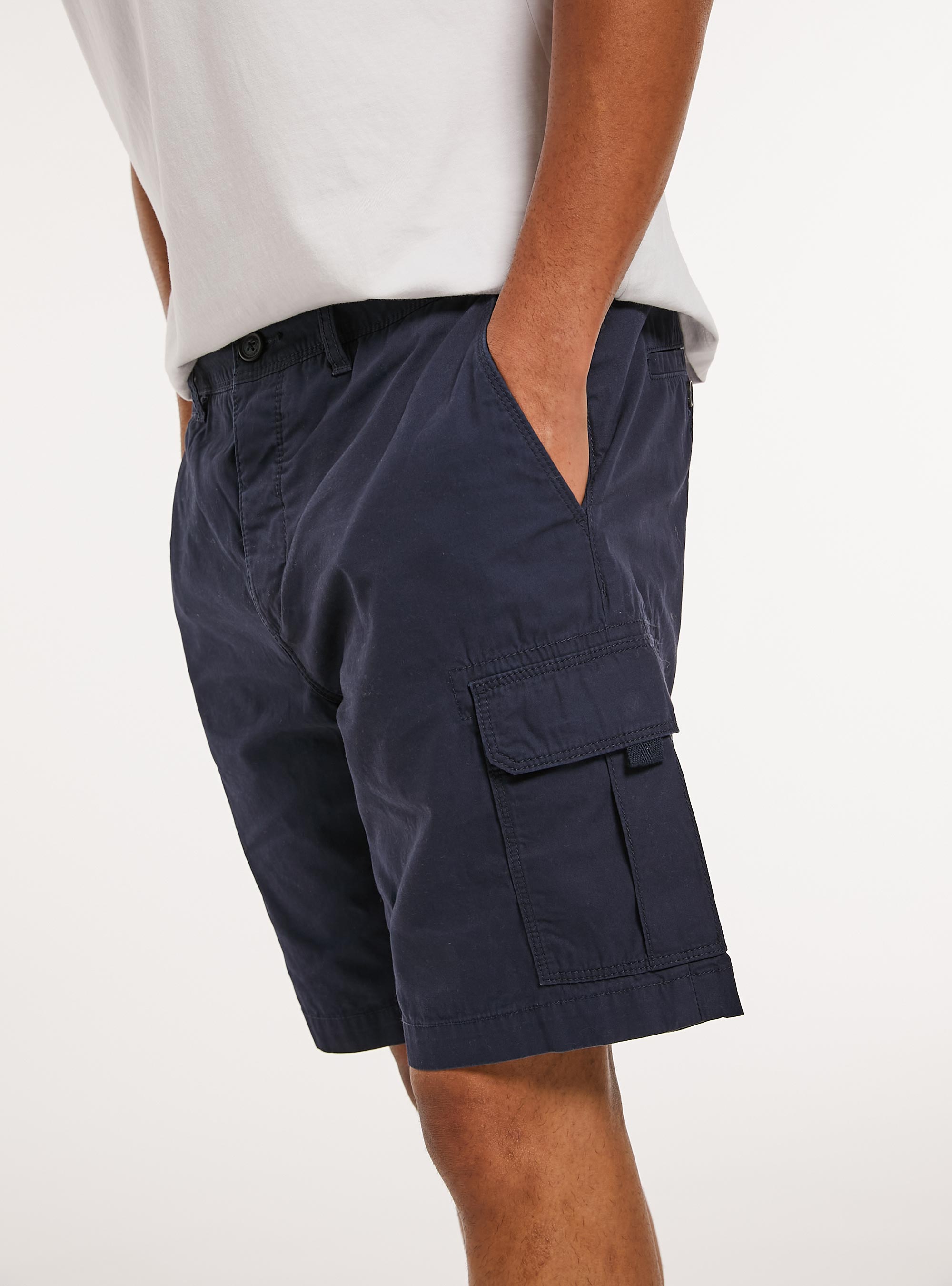 Cotton cargo bermuda shorts, BL1 BLUE DARK