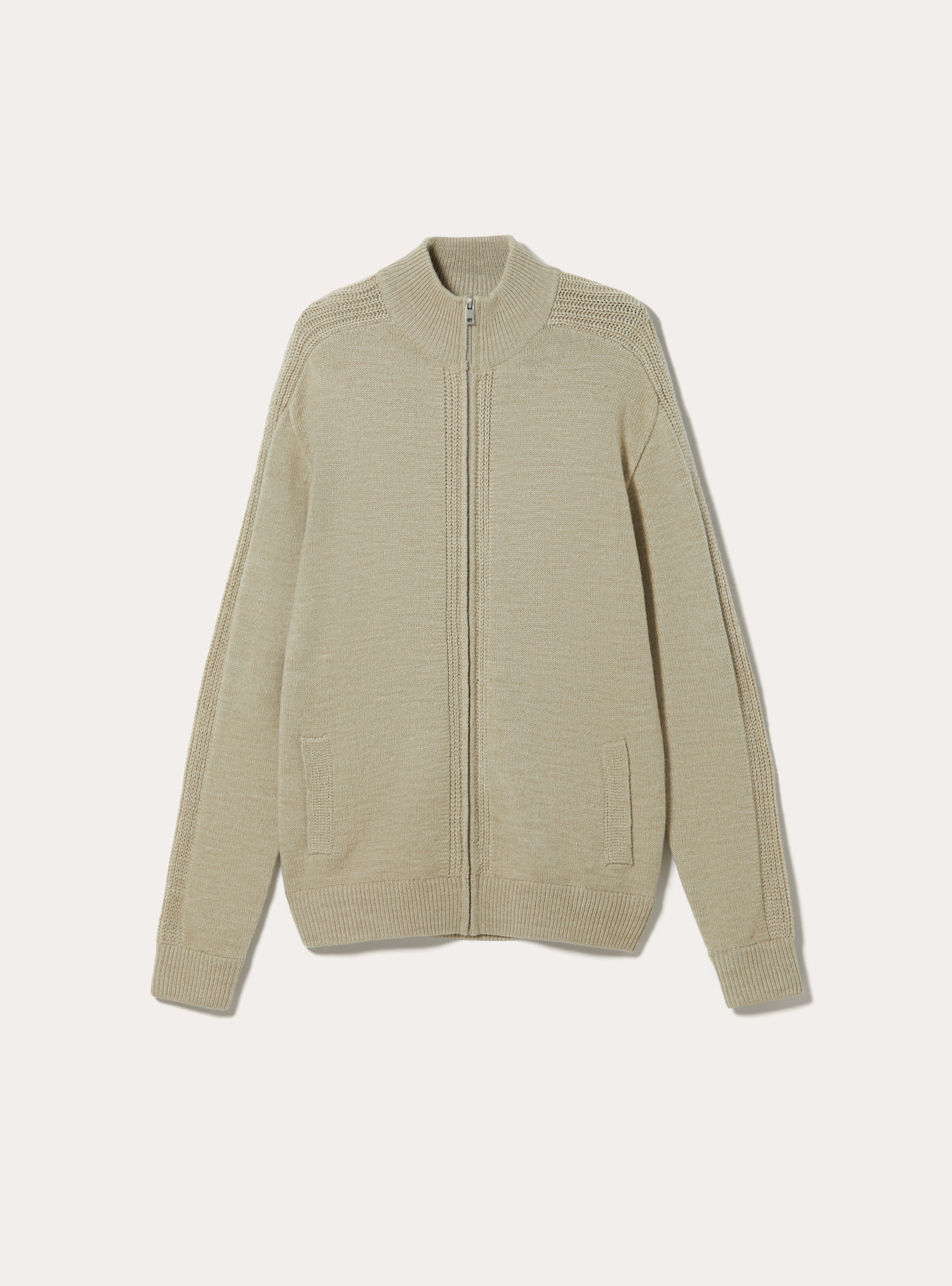 Cardigan con zip, MBG2 BEIGE MEL MED