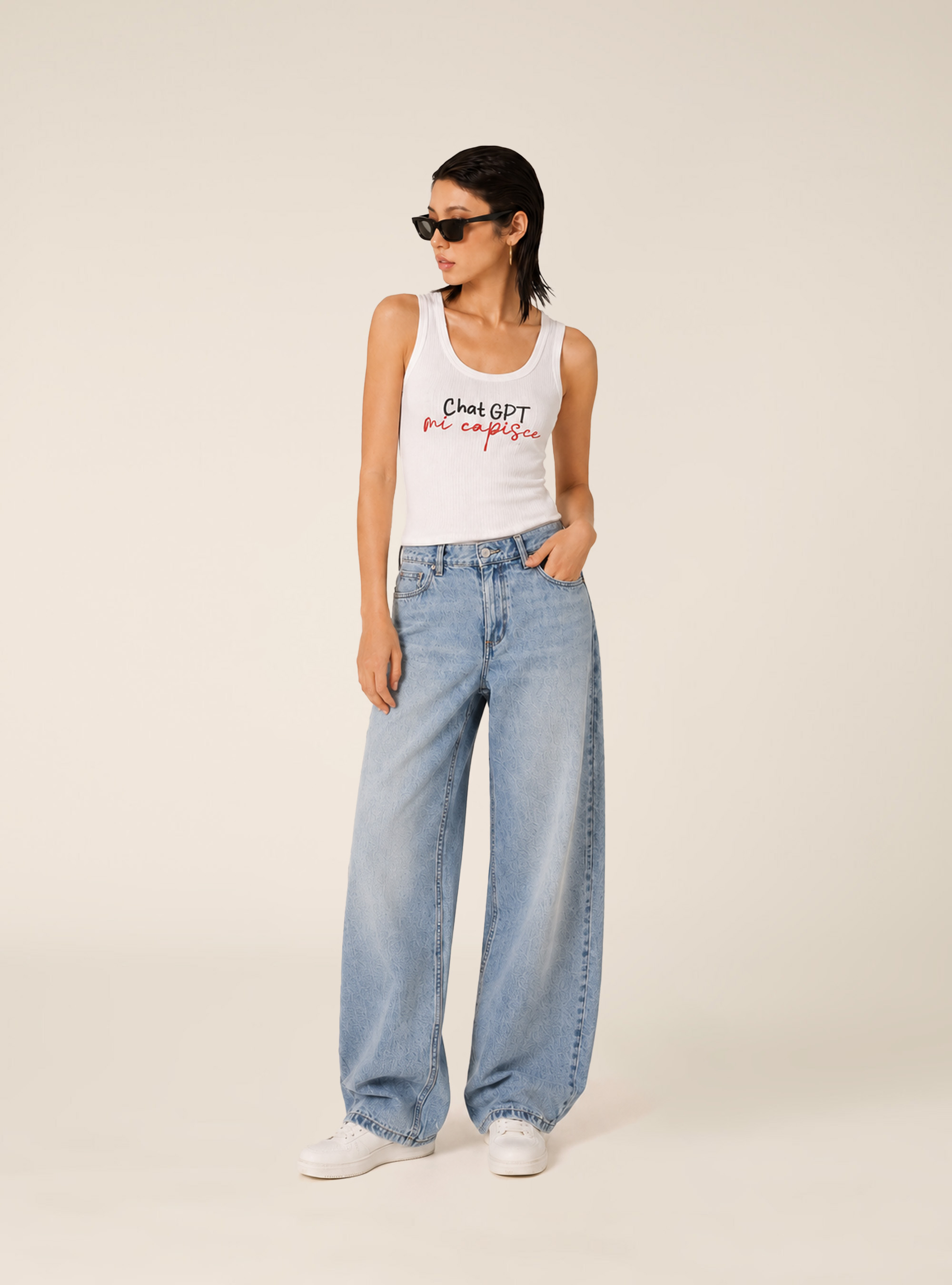 Printed Tank Top, WH3 WHITE