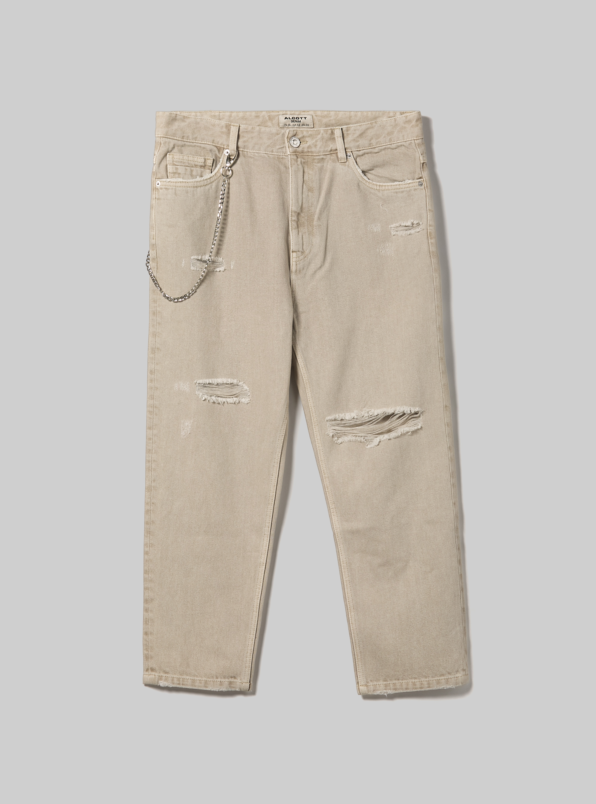 Relaxed fit jeans with chain, BG3 BEIGE LIGHT