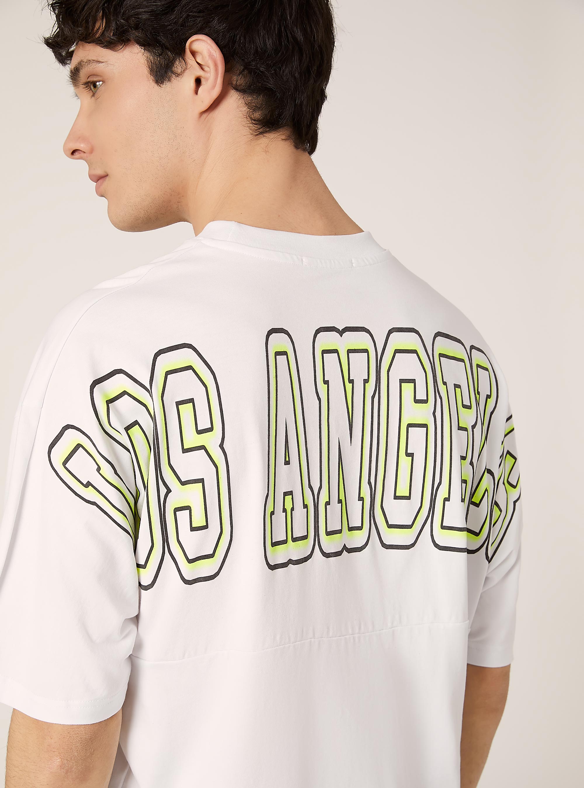 Camiseta boxy fit con estampado POP STATEMENT, WH3 WHITE