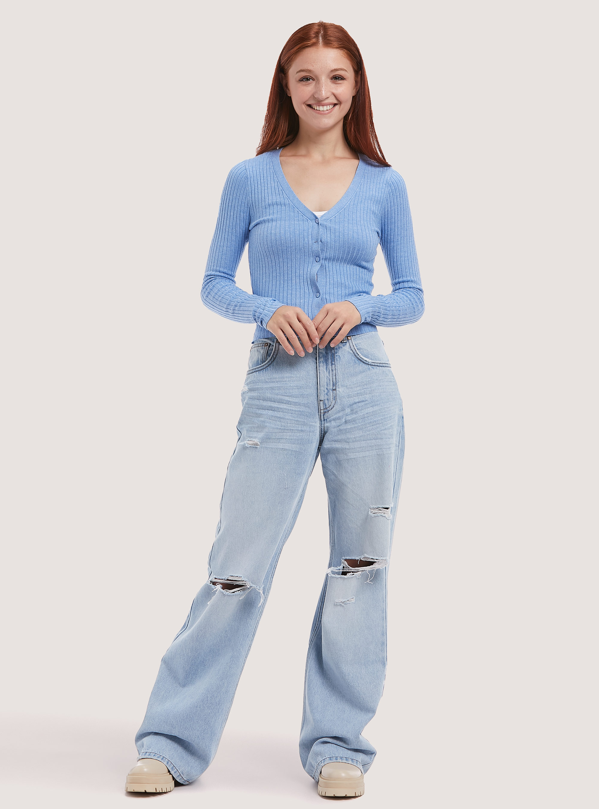 Jersey de punto acanalado, MAZ2 AZURE MEL MEDIUM