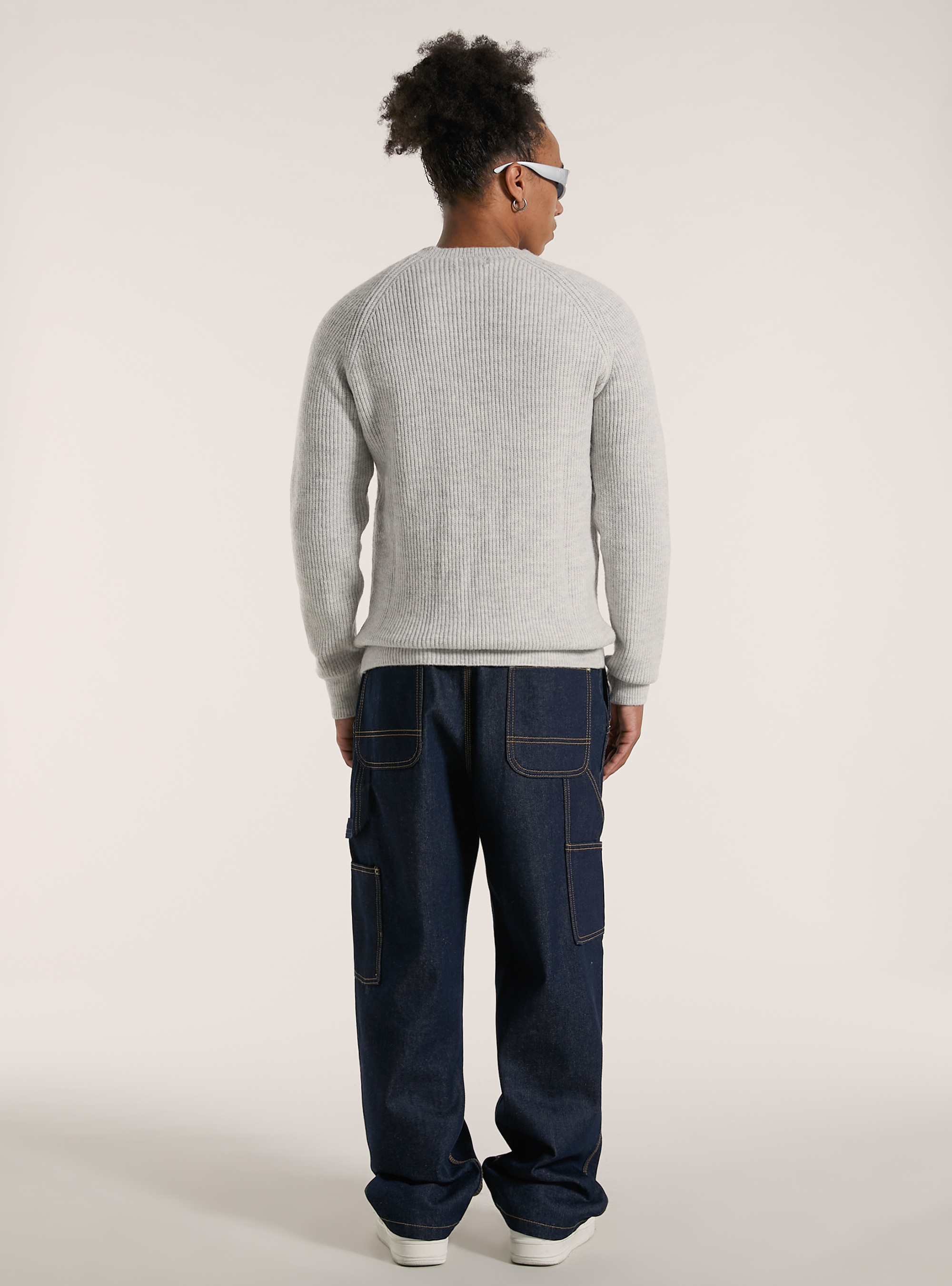 Jersey de canalé inglés en mezcla de lana, MGY2 GREY MEL MEDIUM