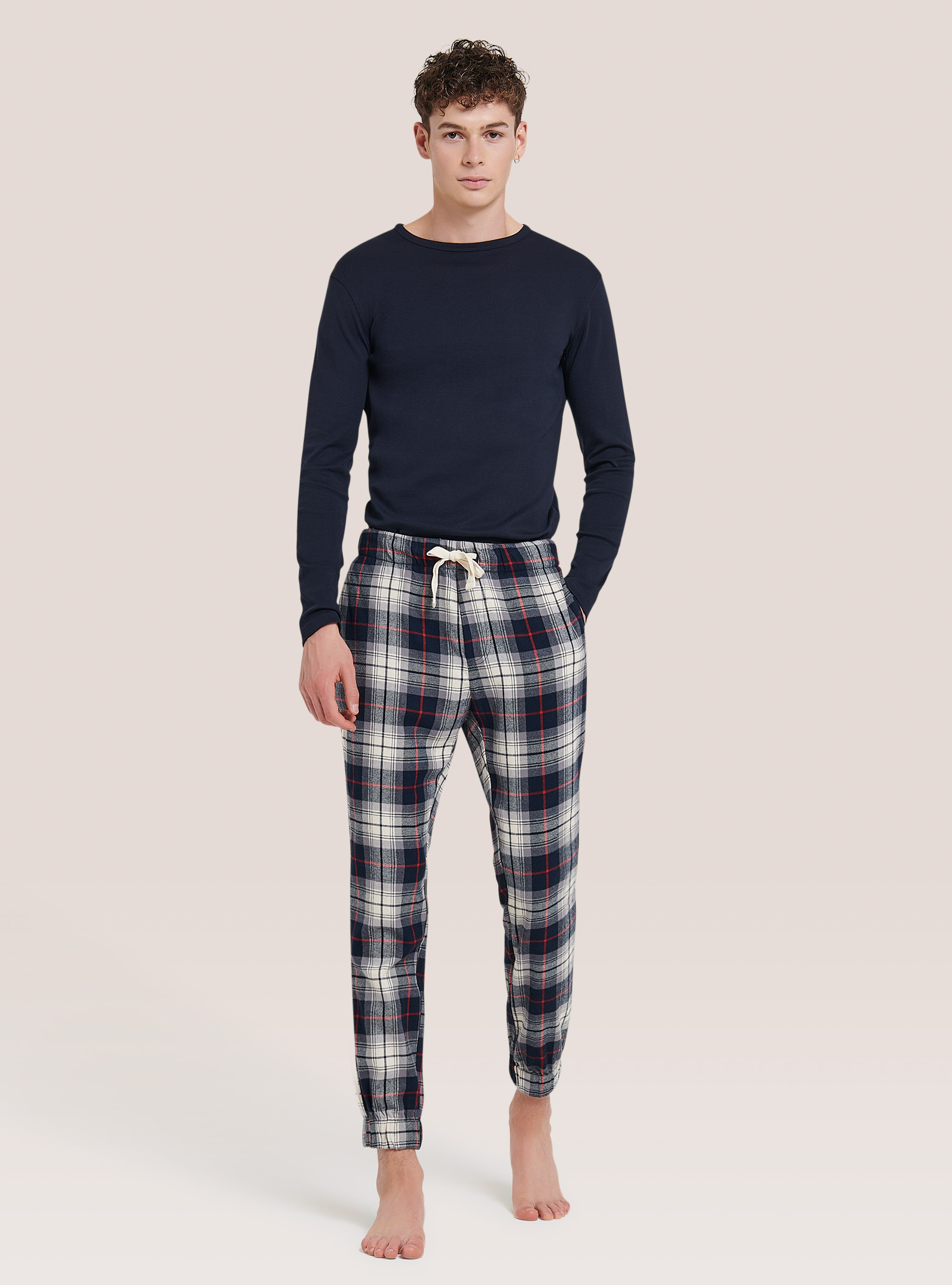 Tartan pyjama trousers, BLUE NAVY