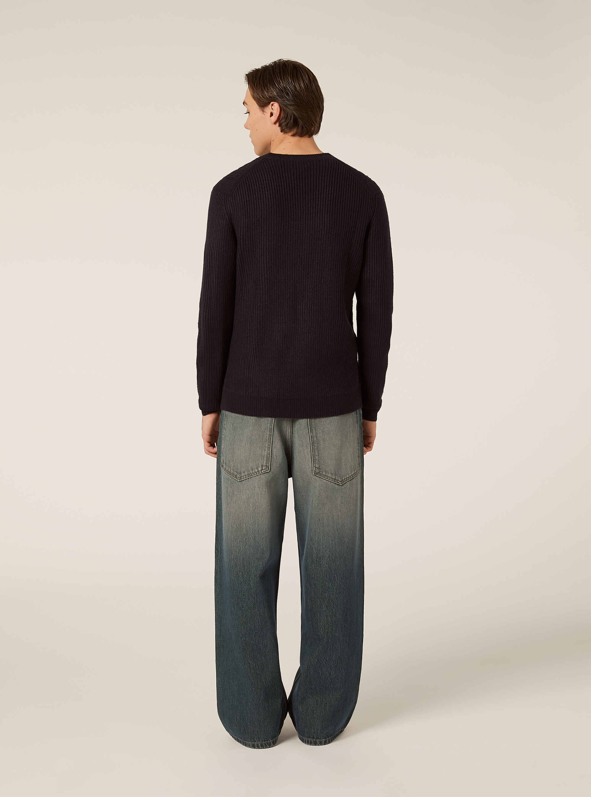 Maglione girocollo trecce, BL2 BLUE MEDIUM