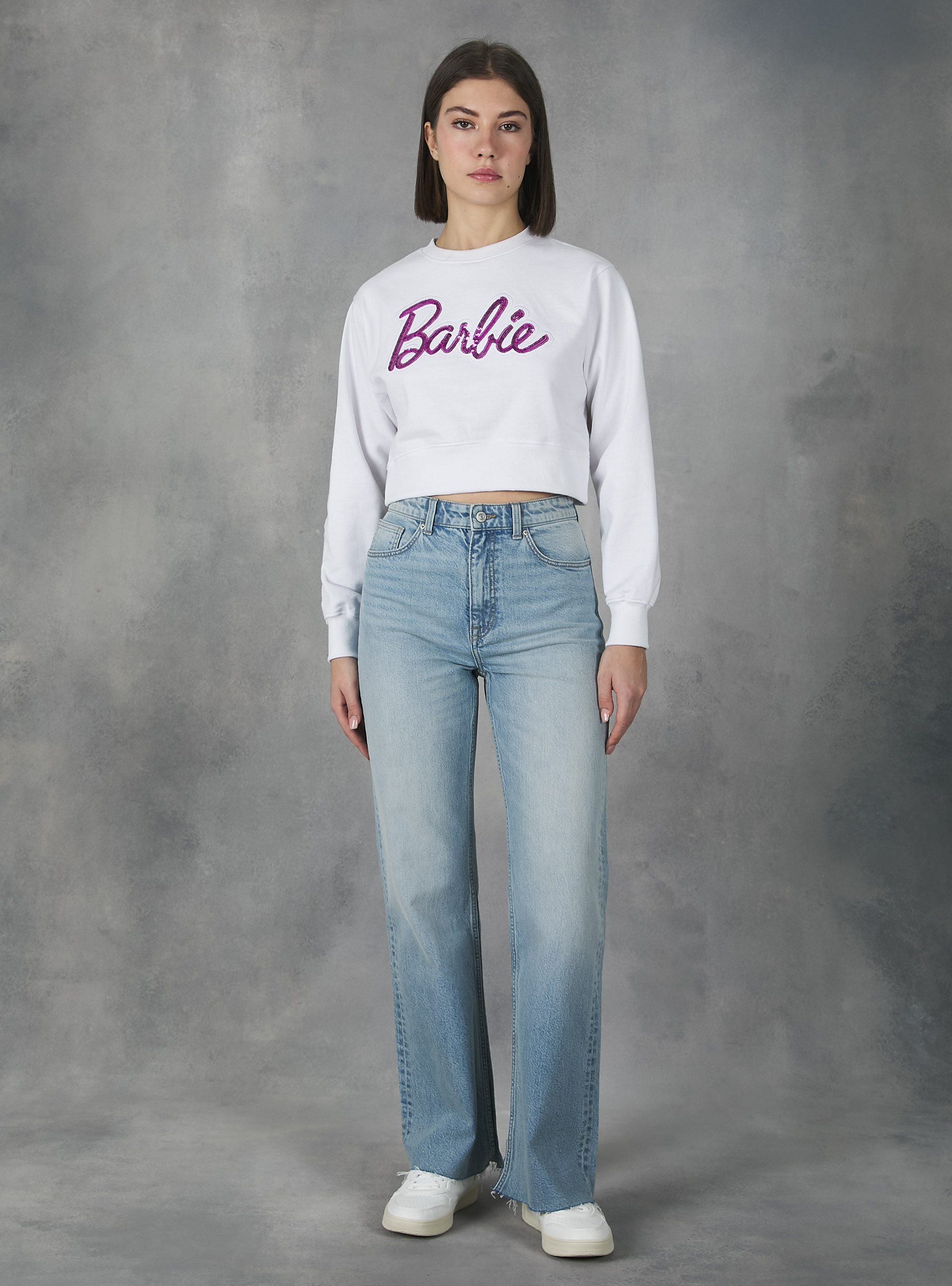 Felpa cropped Barbie / Alcott, WH3 WHITE