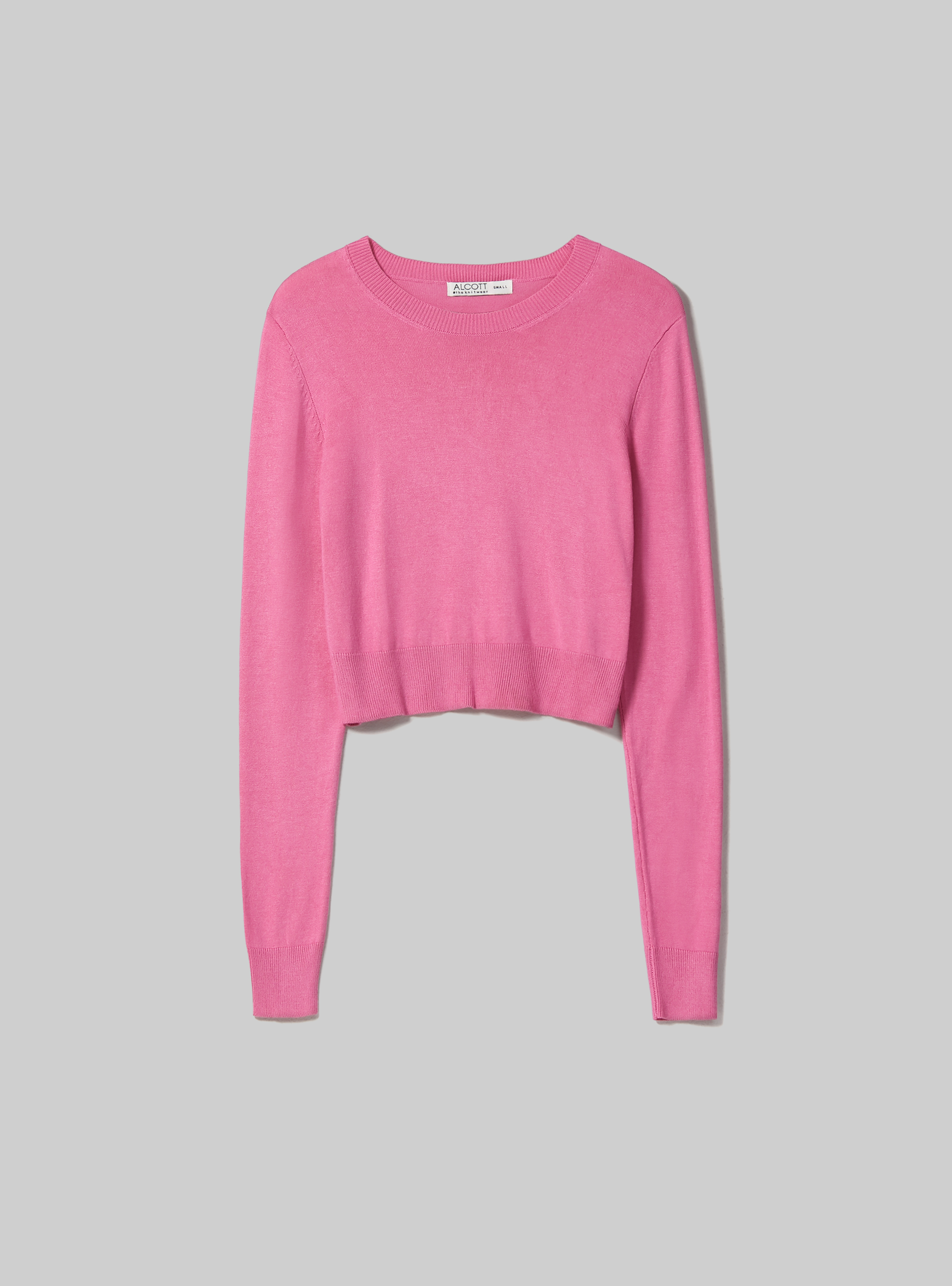 Cropped crew-neck pullover, FX3 FUXIA LIGHT