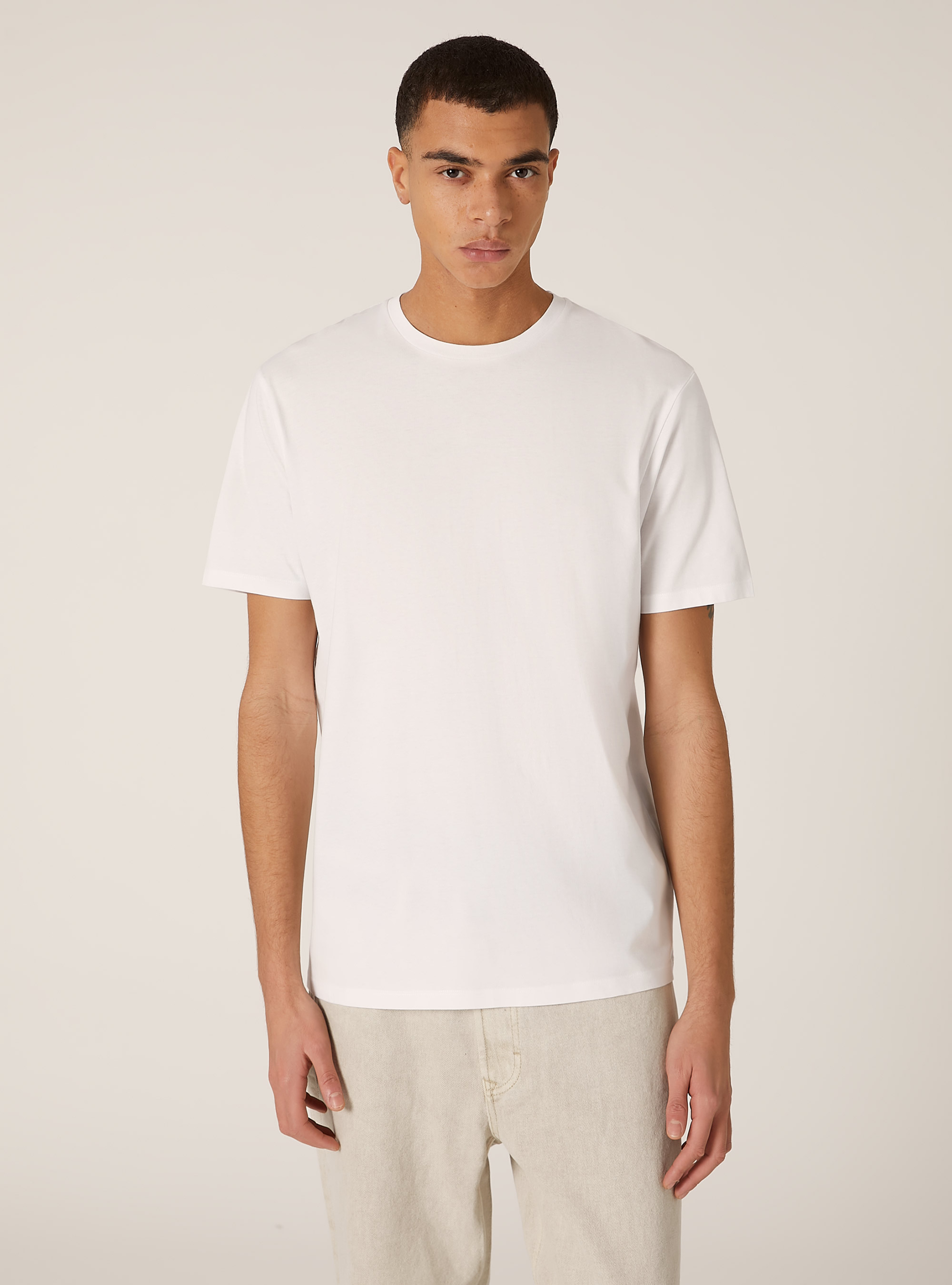 Cotton crew neck t-shirt, WH3 WHITE