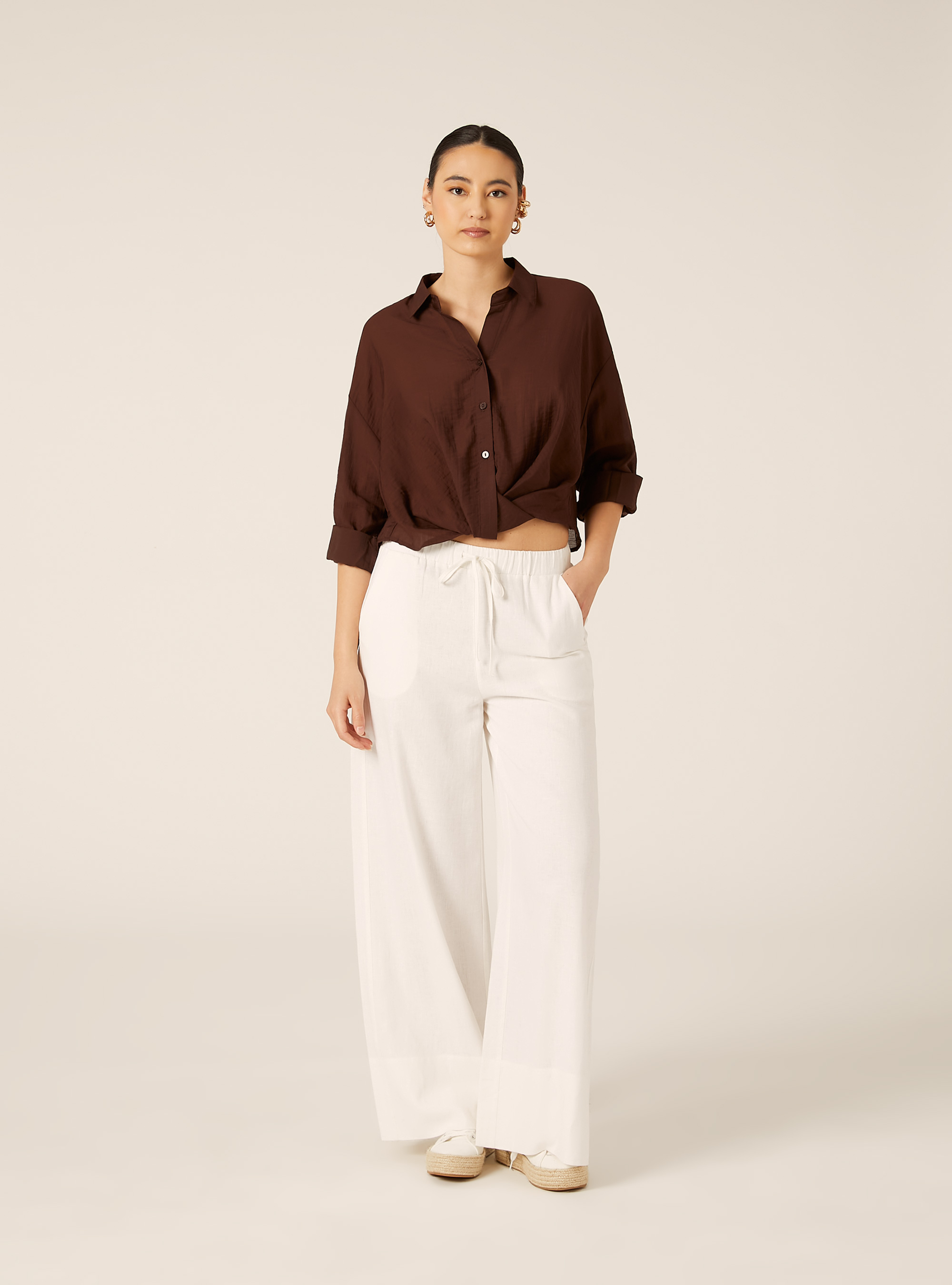 Lightweight Oversized Shirt, BR2 BROWN MEDIUM