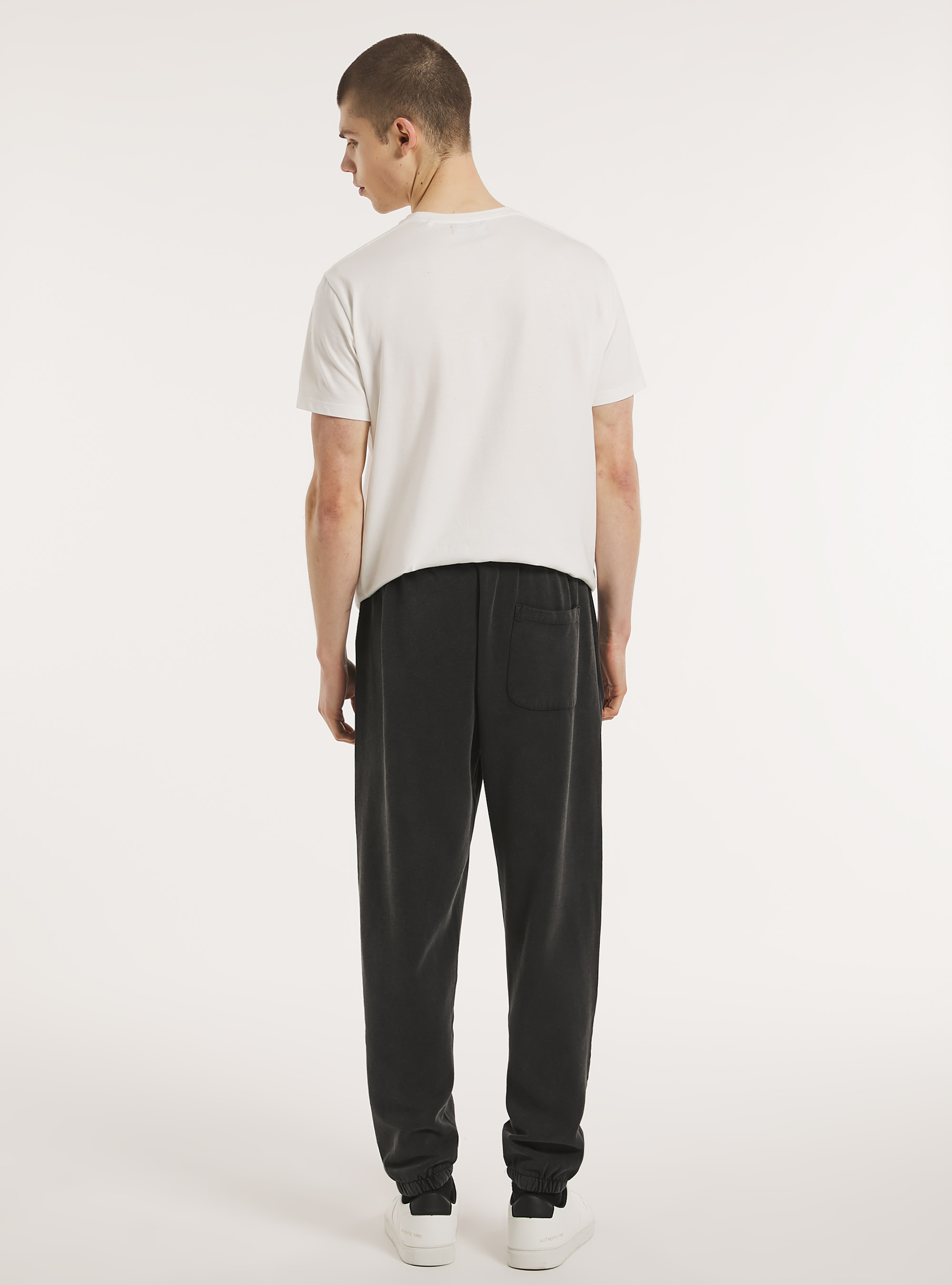 Washed-out effect fleece jogger, BK1 BLACK