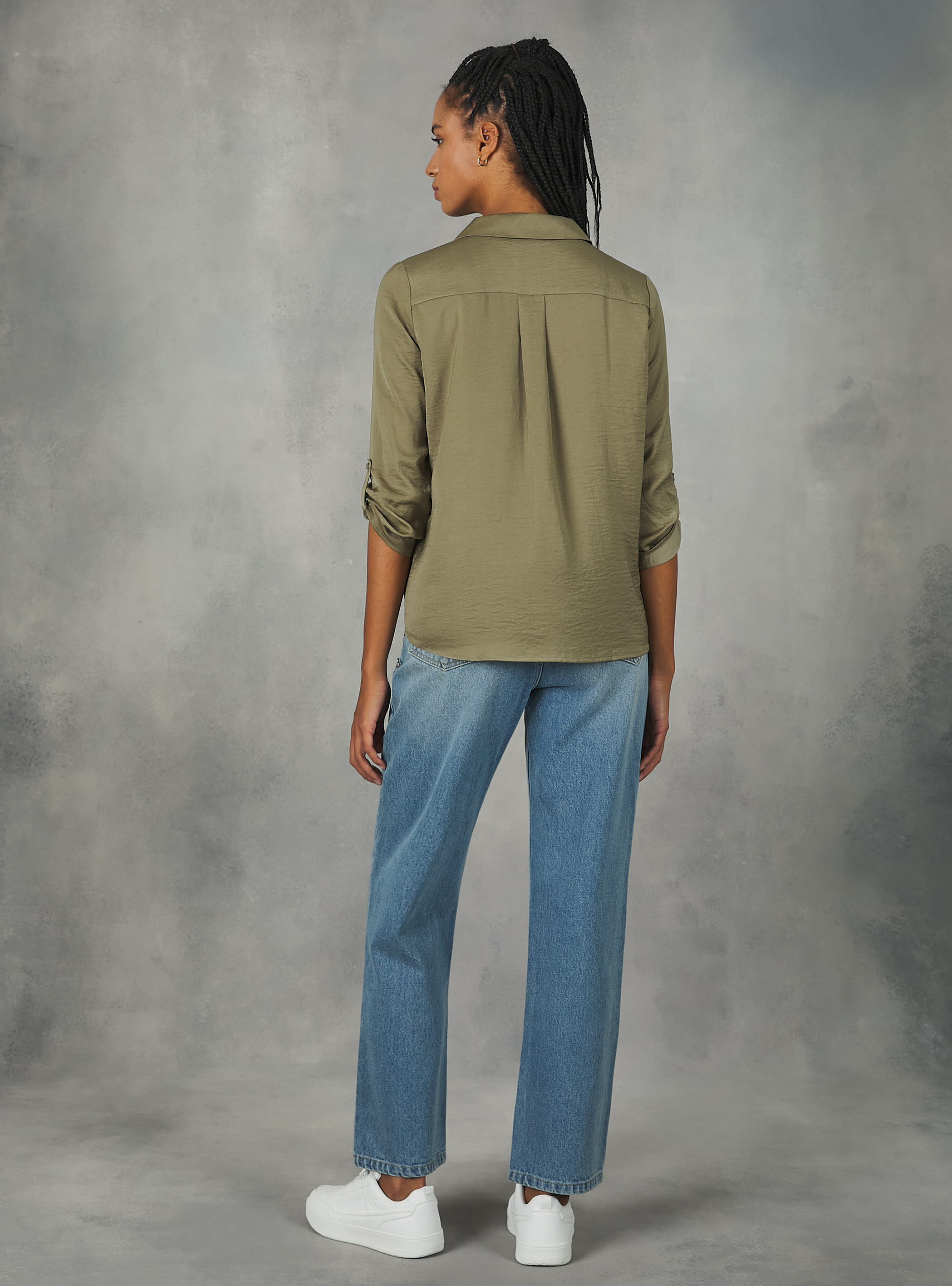 Chemisier uni avec encolure à revers, KY2 KAKY MEDIUM