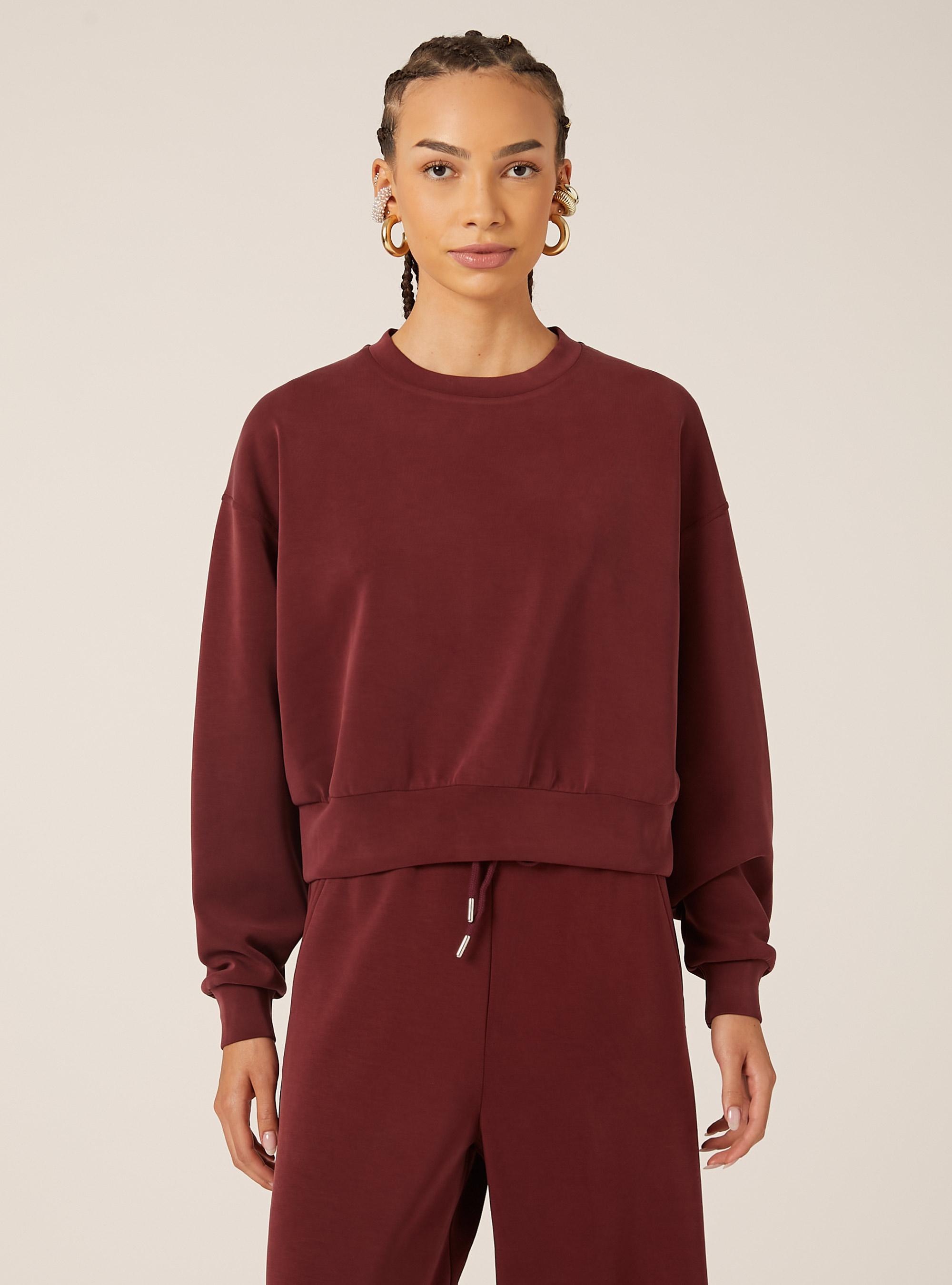 Soft touch sweatshirt, BO1 BORDEAUX DARK