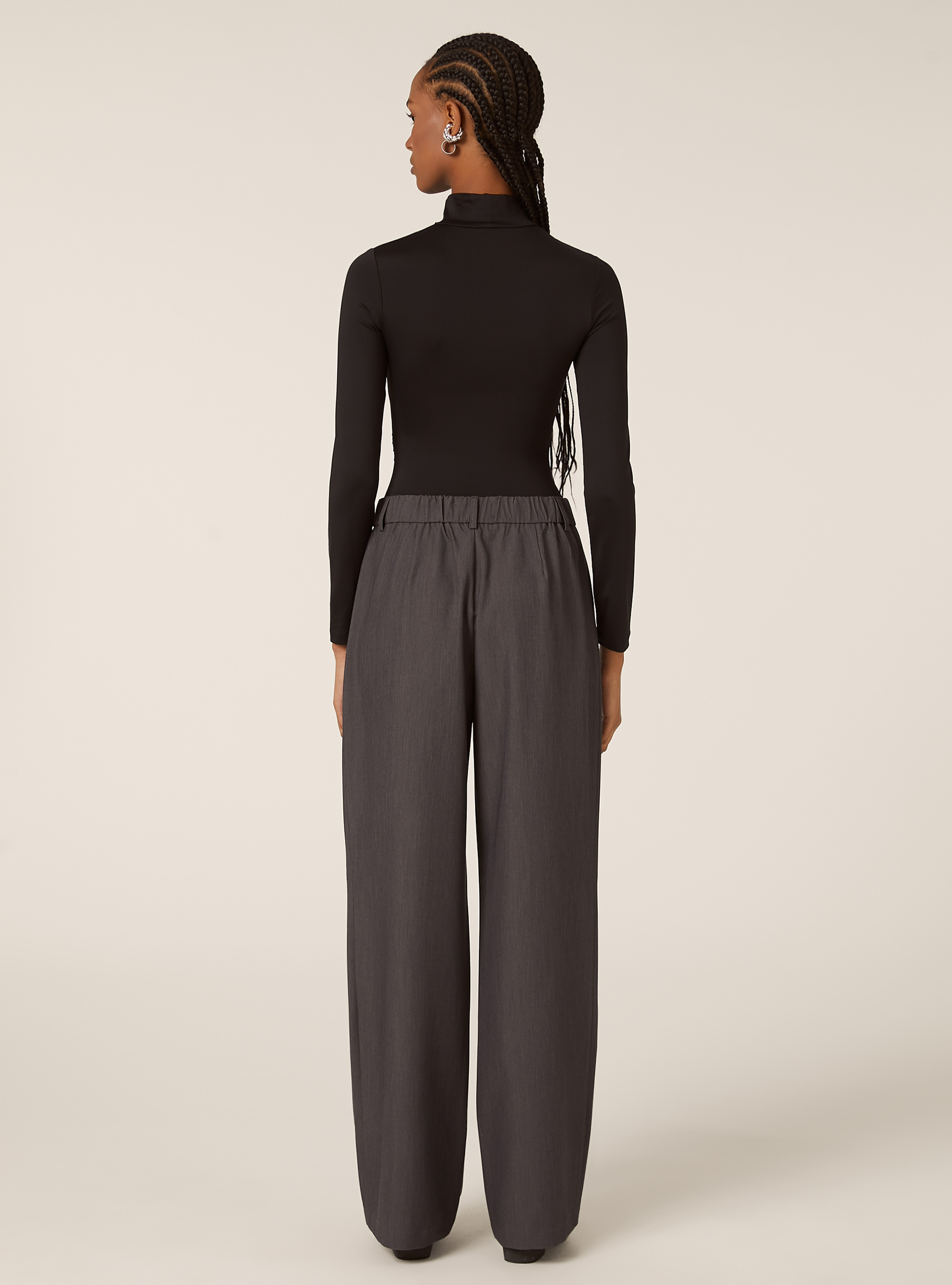 Tailored trousers with pleats, MGY1 GREY MEL DARK