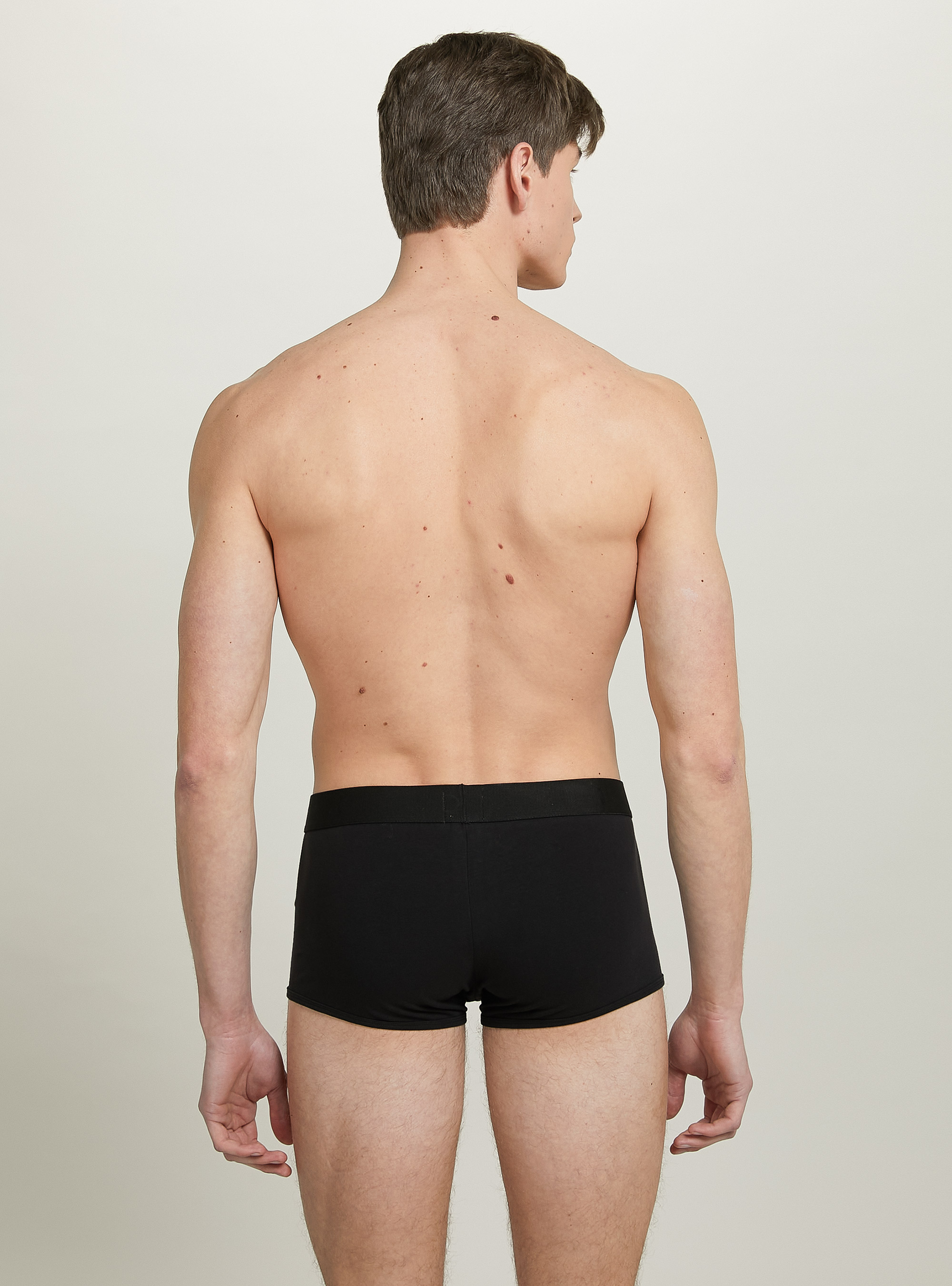 Stretch cotton boxer shorts with logo, BK1 BLACK