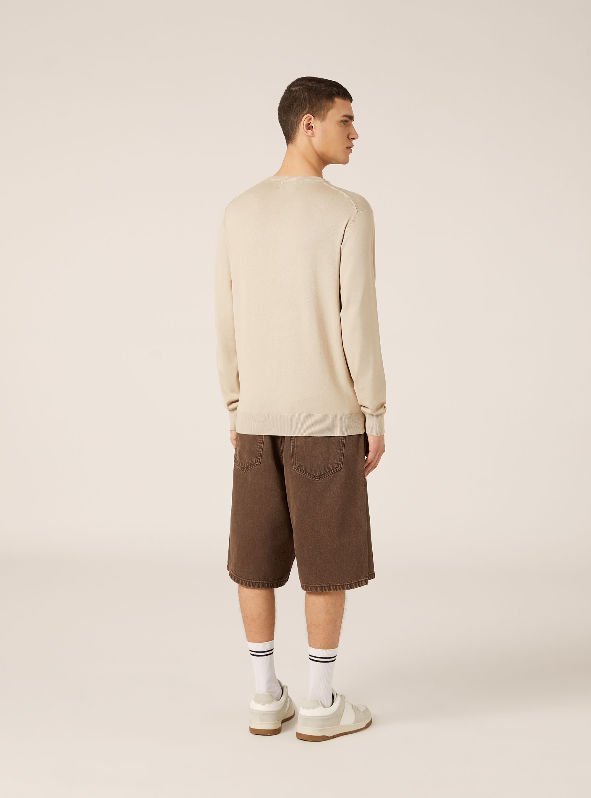 Pullover girocollo in viscosa sostenibile Ecovero, BG2 BEIGE MEDIUM