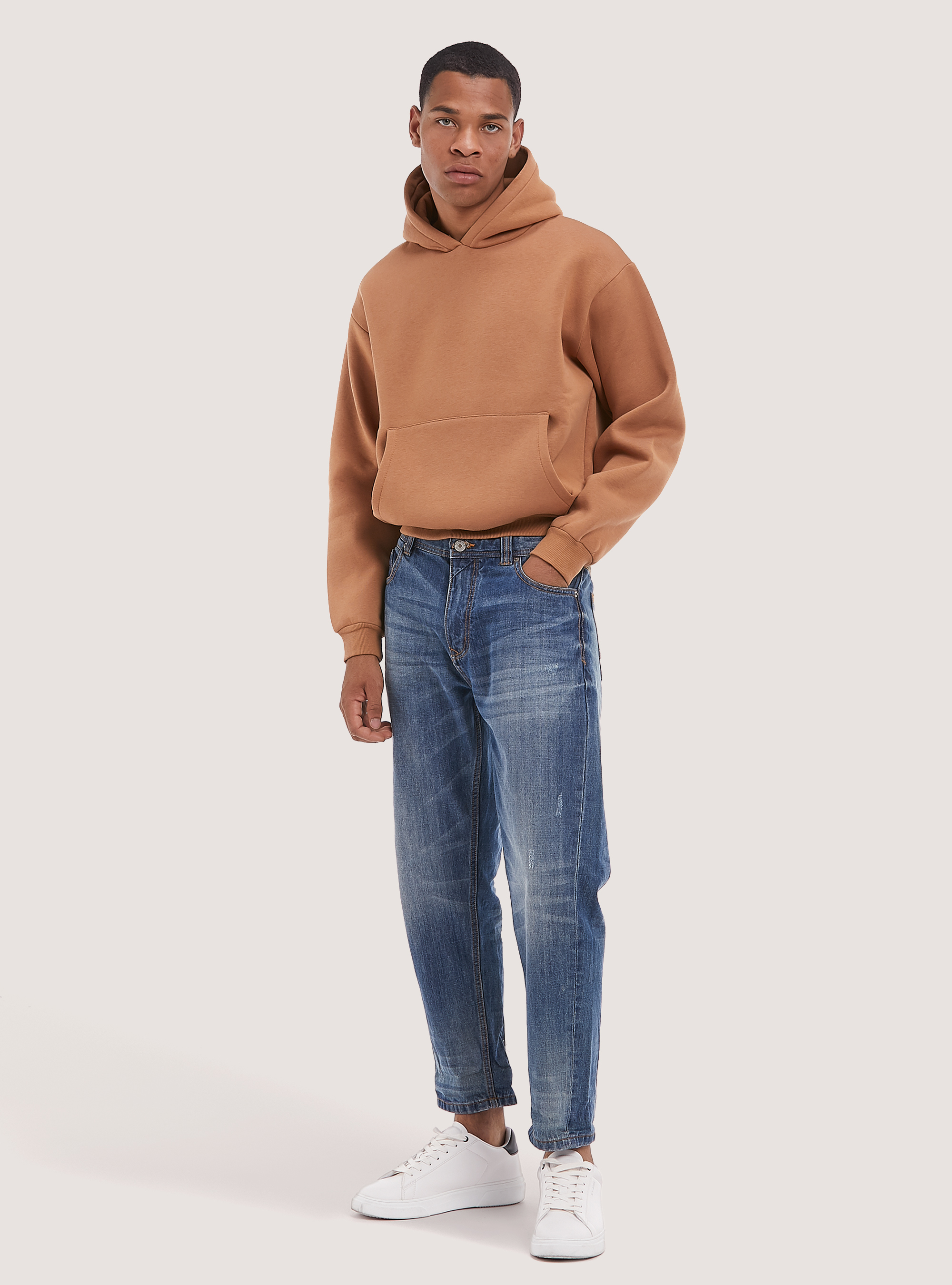 Boxy fit hooded sweatshirt, BG2 BEIGE MEDIUM