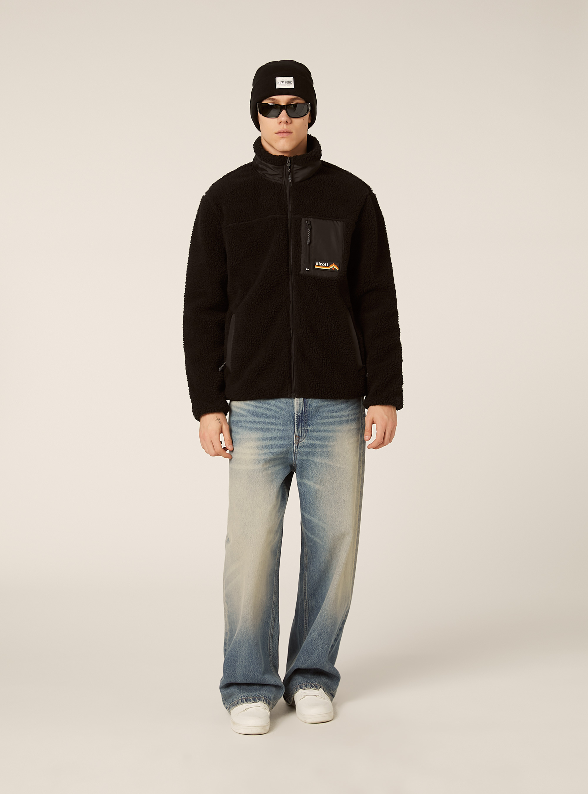 Giacca in pile, BK1 BLACK