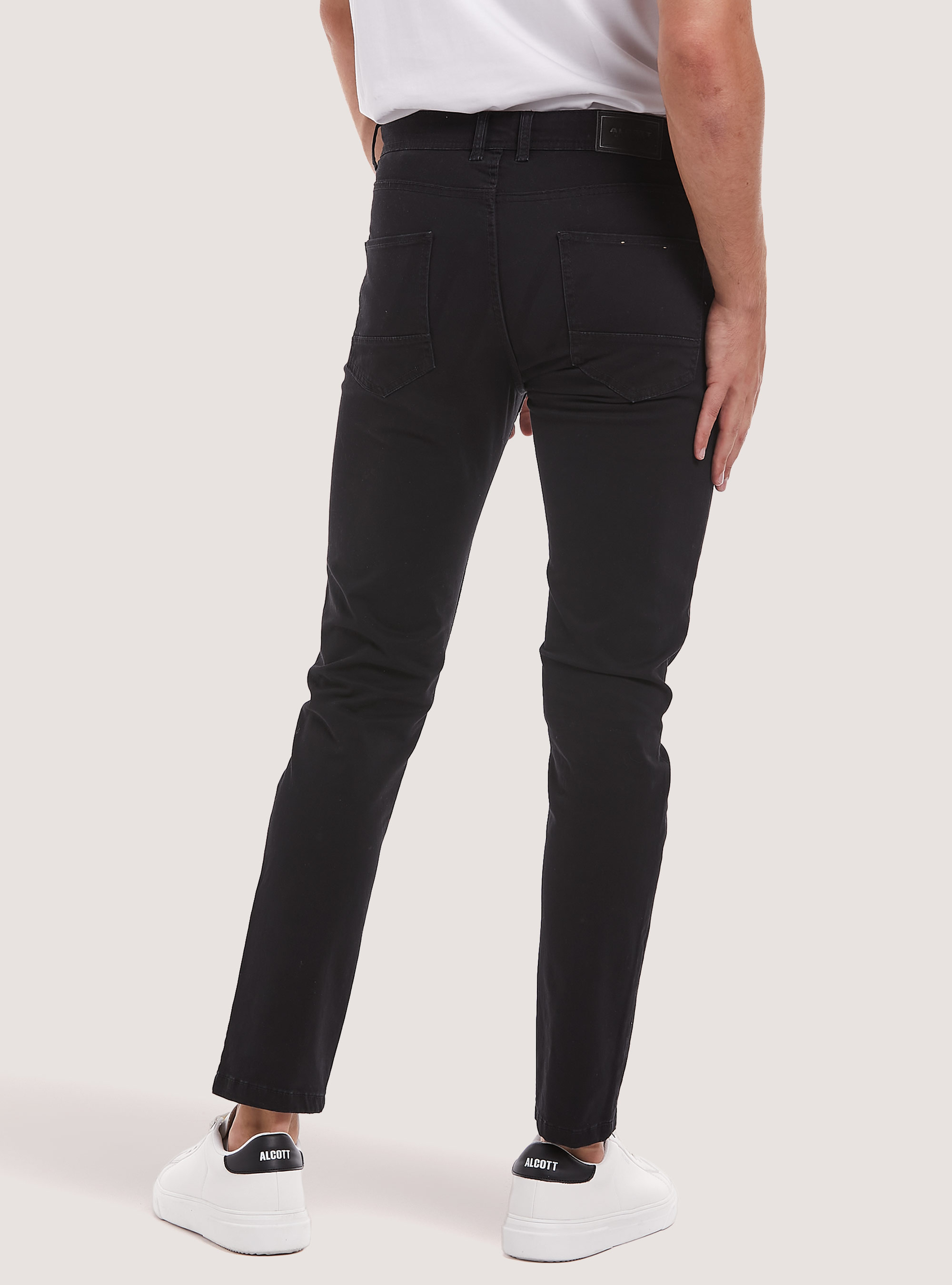 Skinny fit trousers in recycled cotton, BLACK