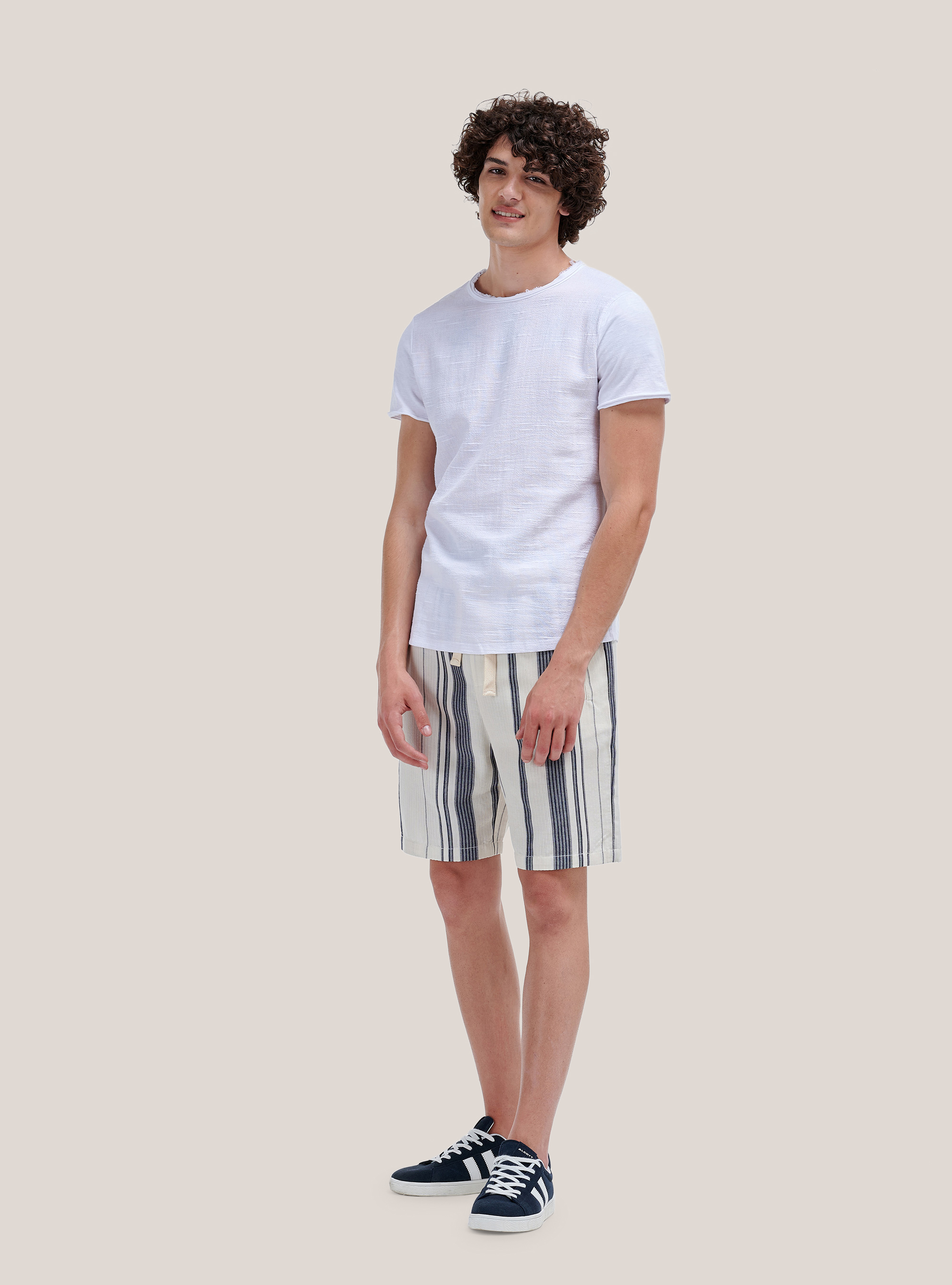 Striped bermuda short, BLUE NAVY