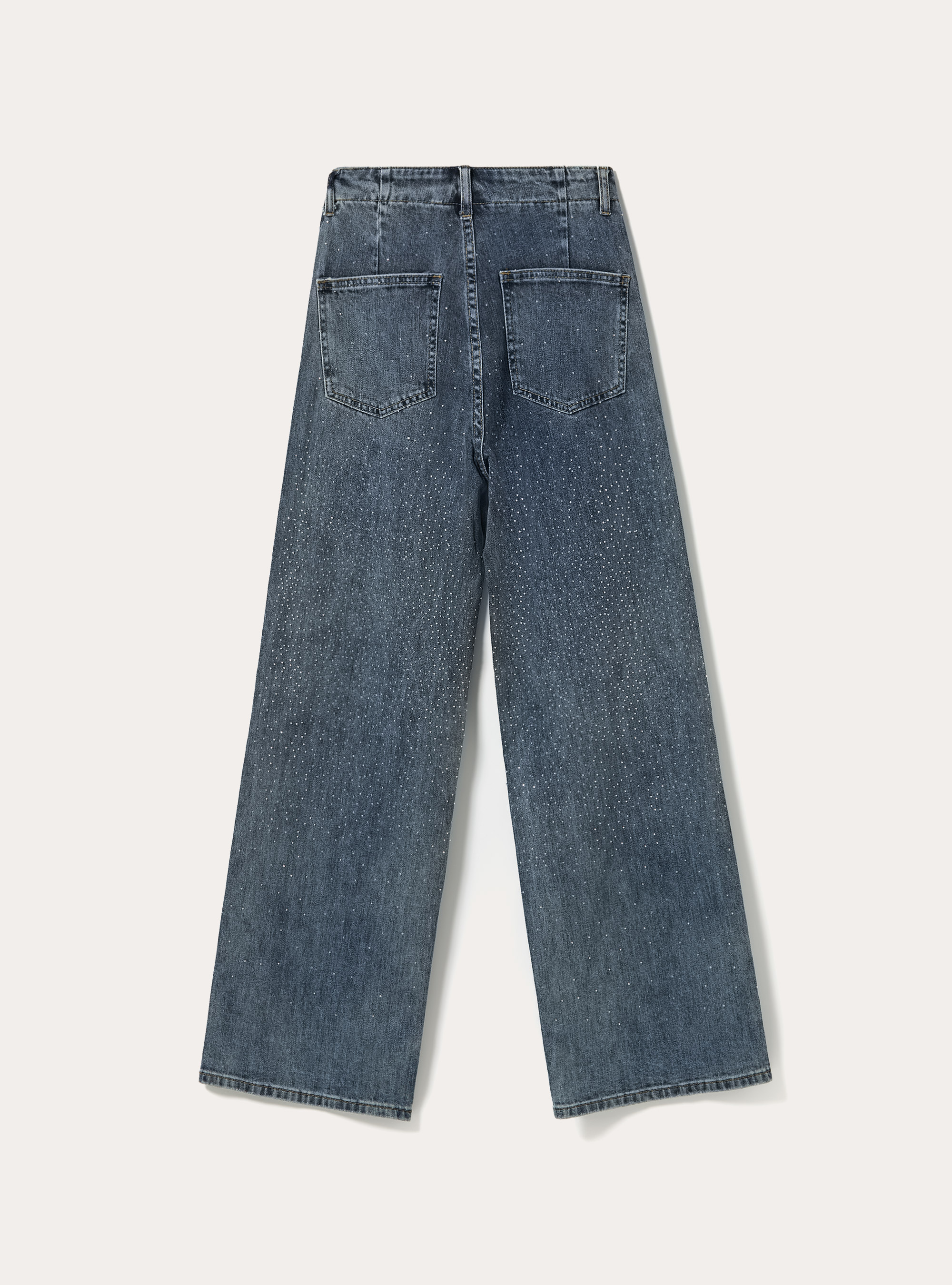 Jeans straight fit con strass, D003 MEDIUM BLUE