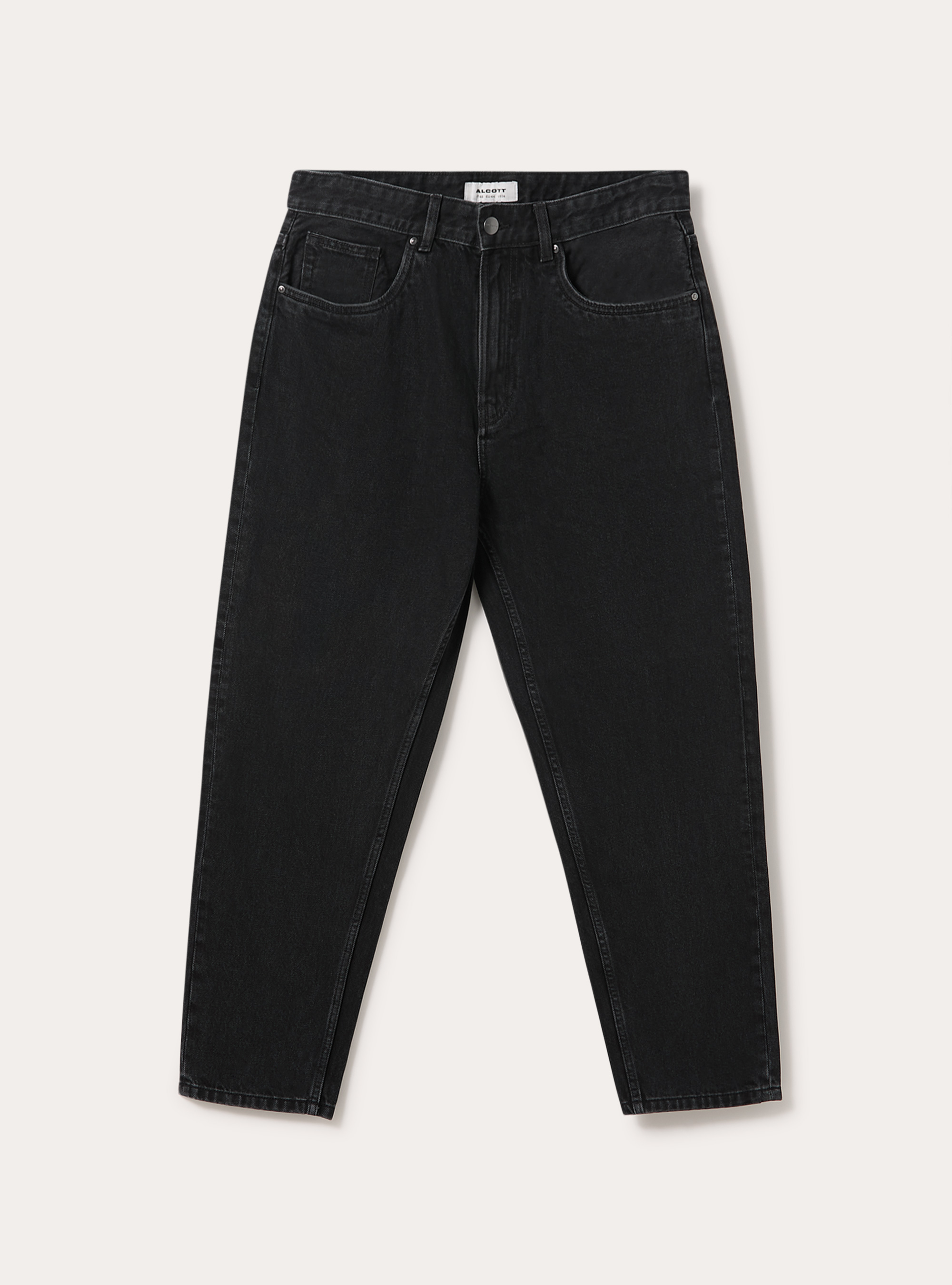 Pantalone loose fit in denim colorato, NERO