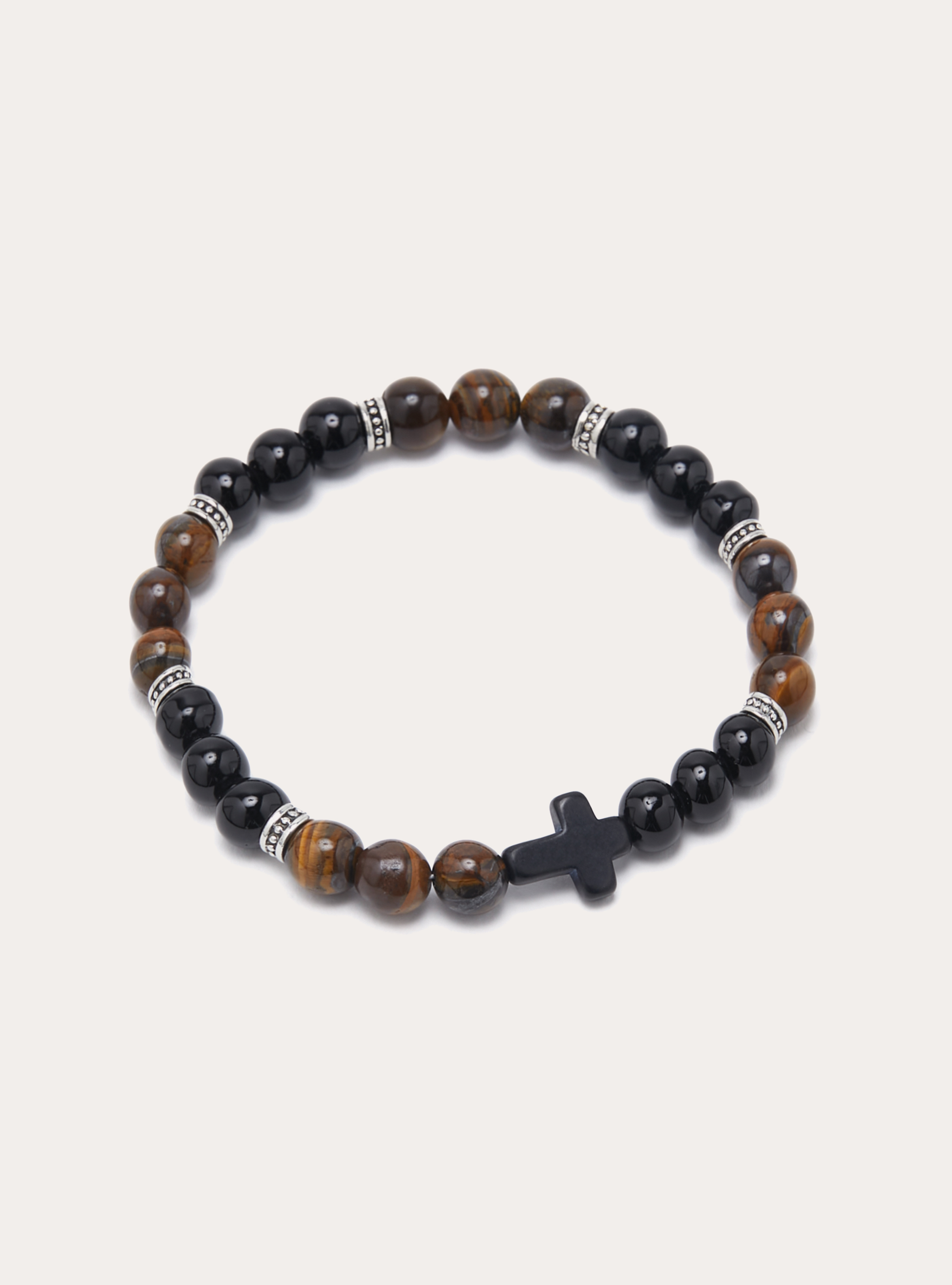 Bracciale con perline in vetro e pietra, BK1 BLACK