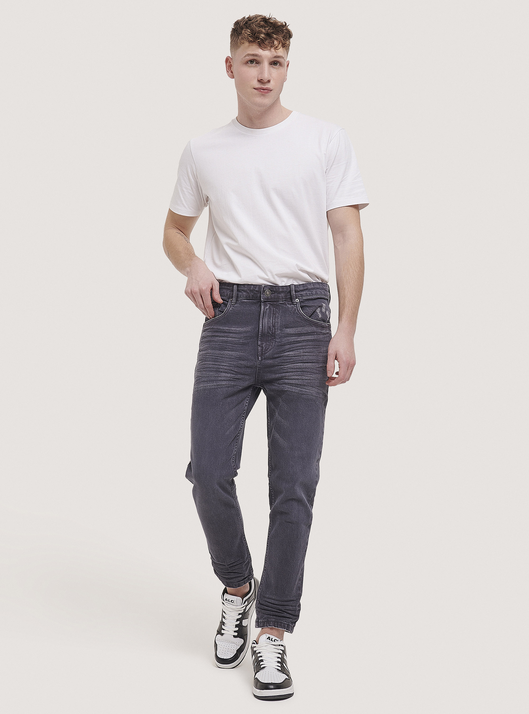 Stretch twill cotton trousers, GREY