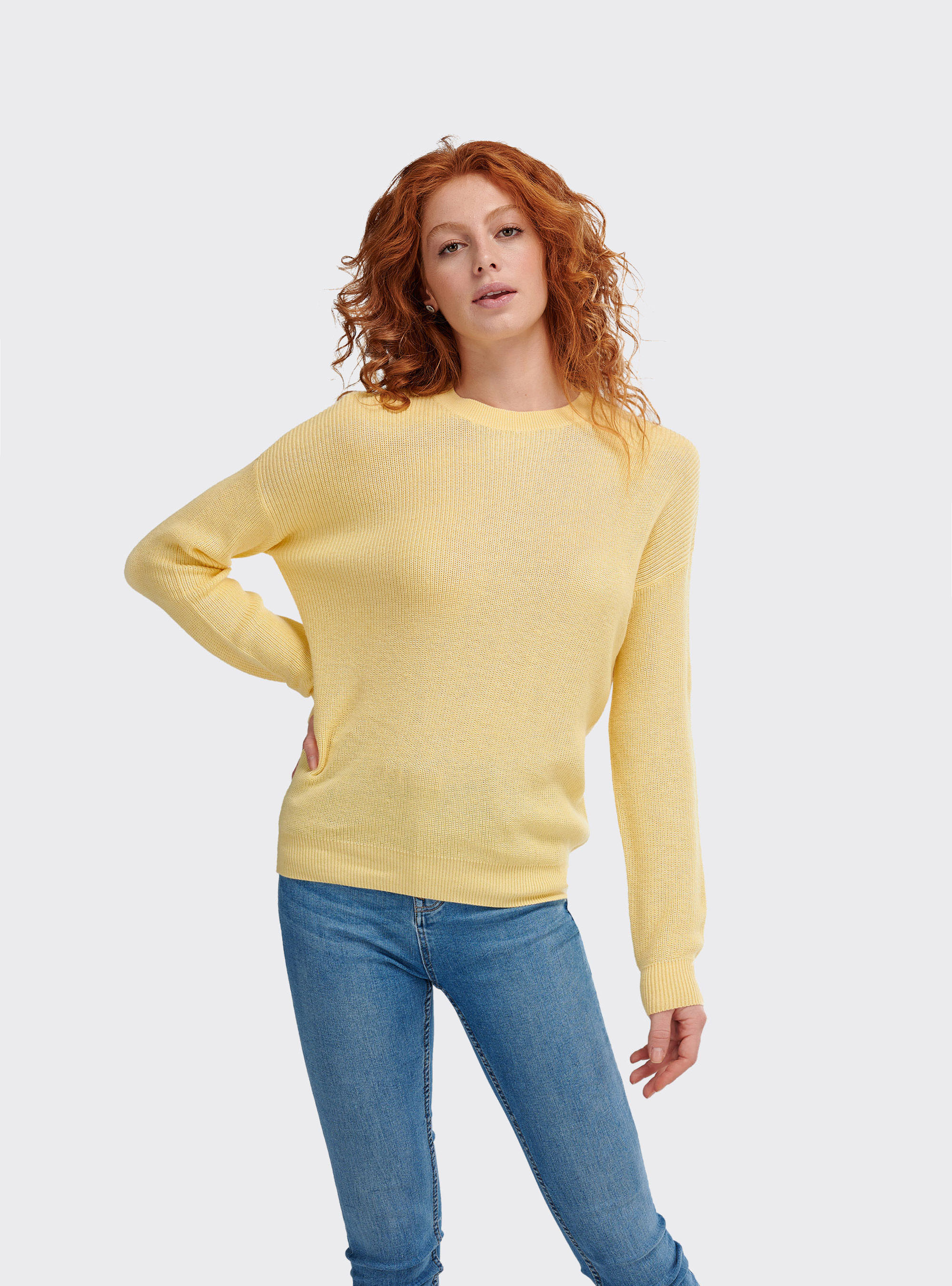 Jersey comfort fit acanalado, C7686 YELLOW