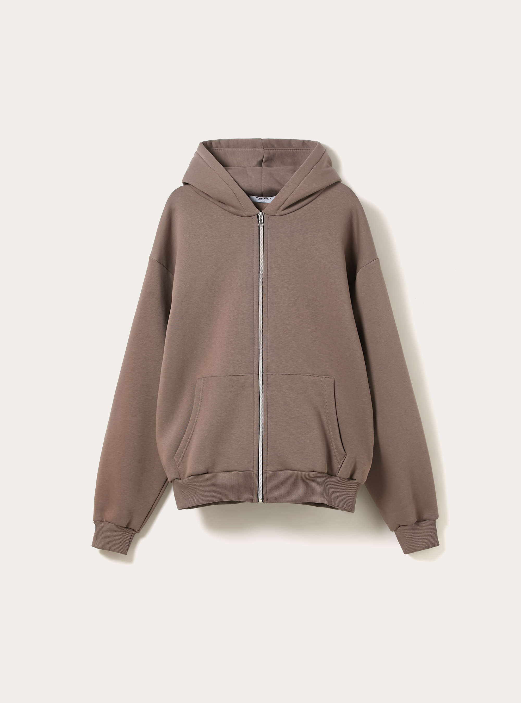 Boxy fit zip-up hoodie, BR2 BROWN MEDIUM