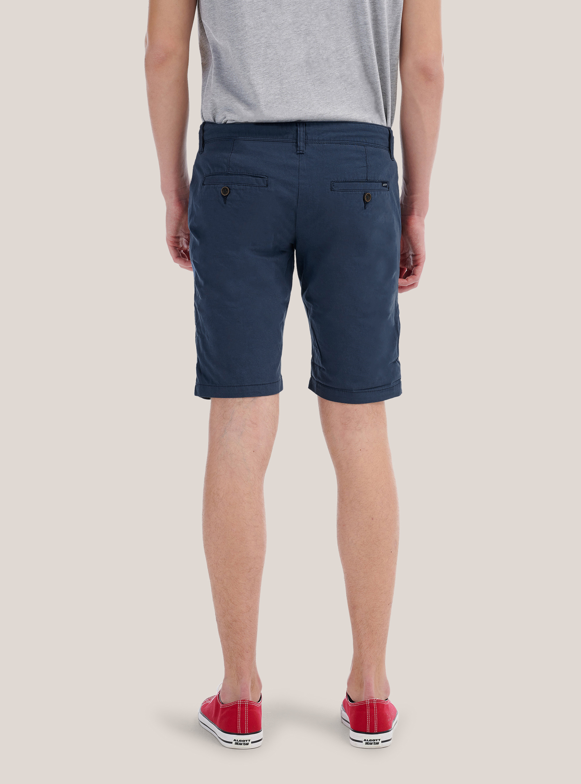 Bermuda chino in canvas morbido, BLUE
