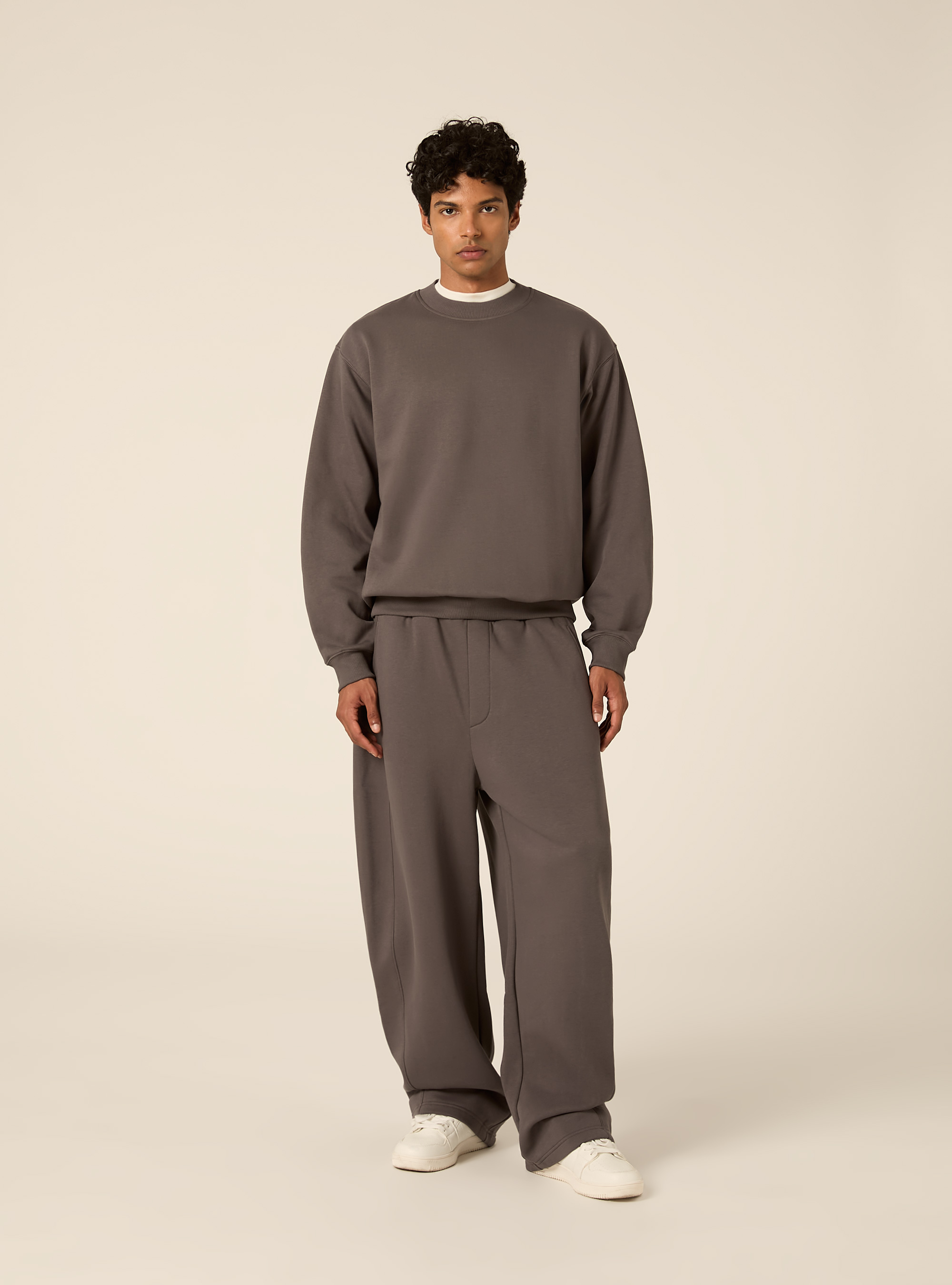 Sweat col rond basique coupe boxy, GY1 GREY DARK