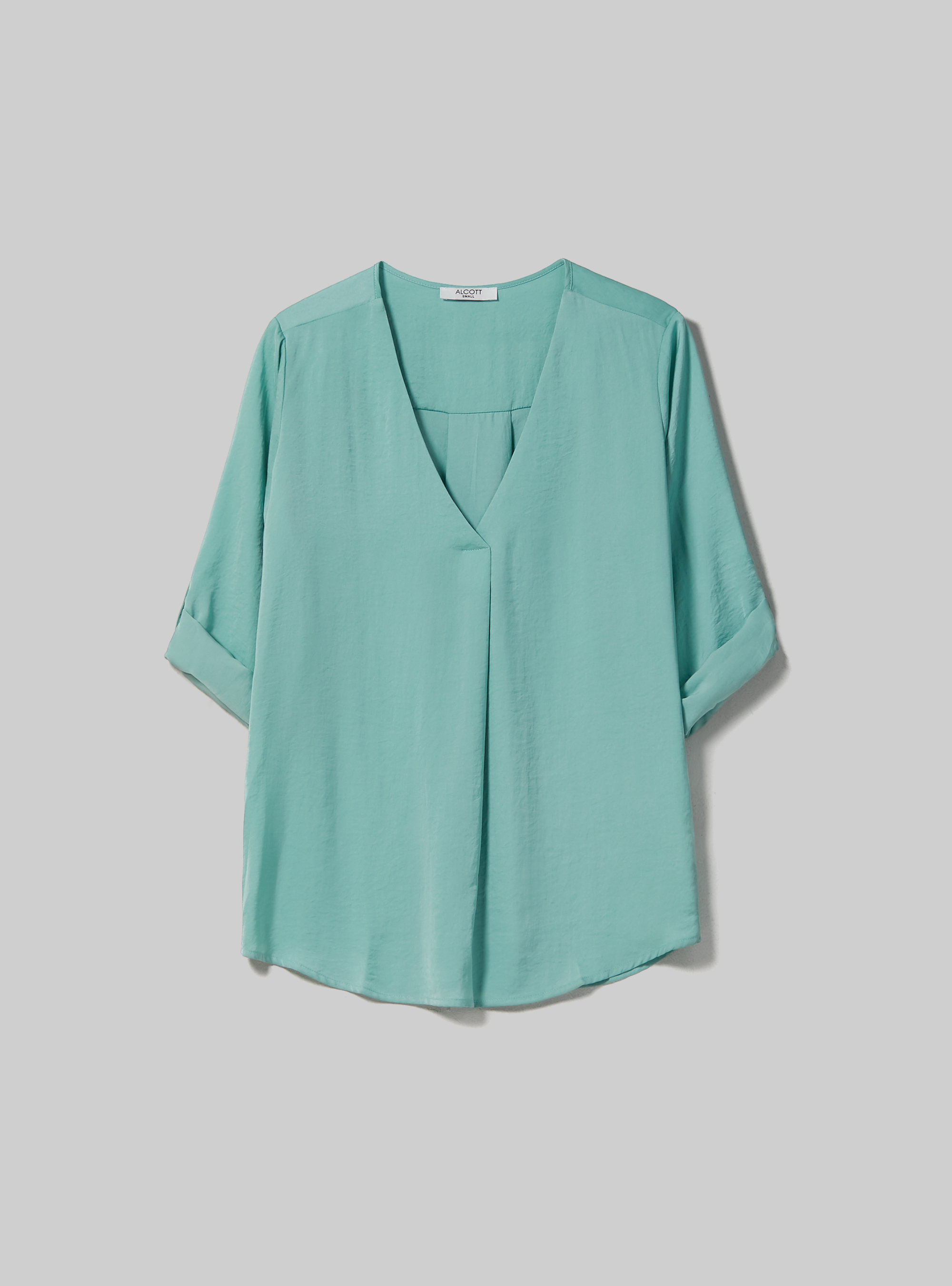 Plain-coloured blouse with neckline, GA3 AQUA GREEN LIGHT