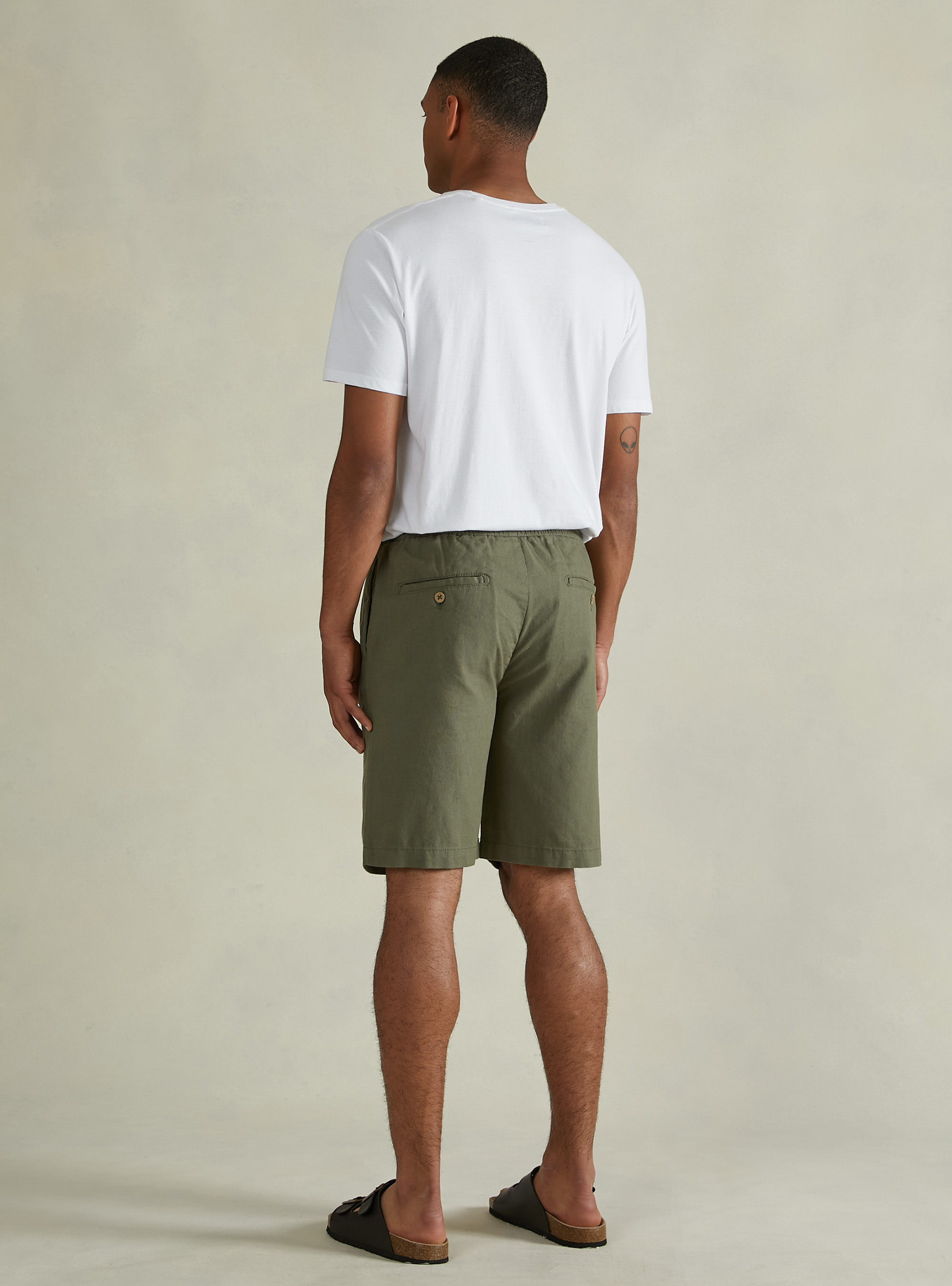 Linen Bermuda Shorts with Drawstring, KY2 KAKY MEDIUM