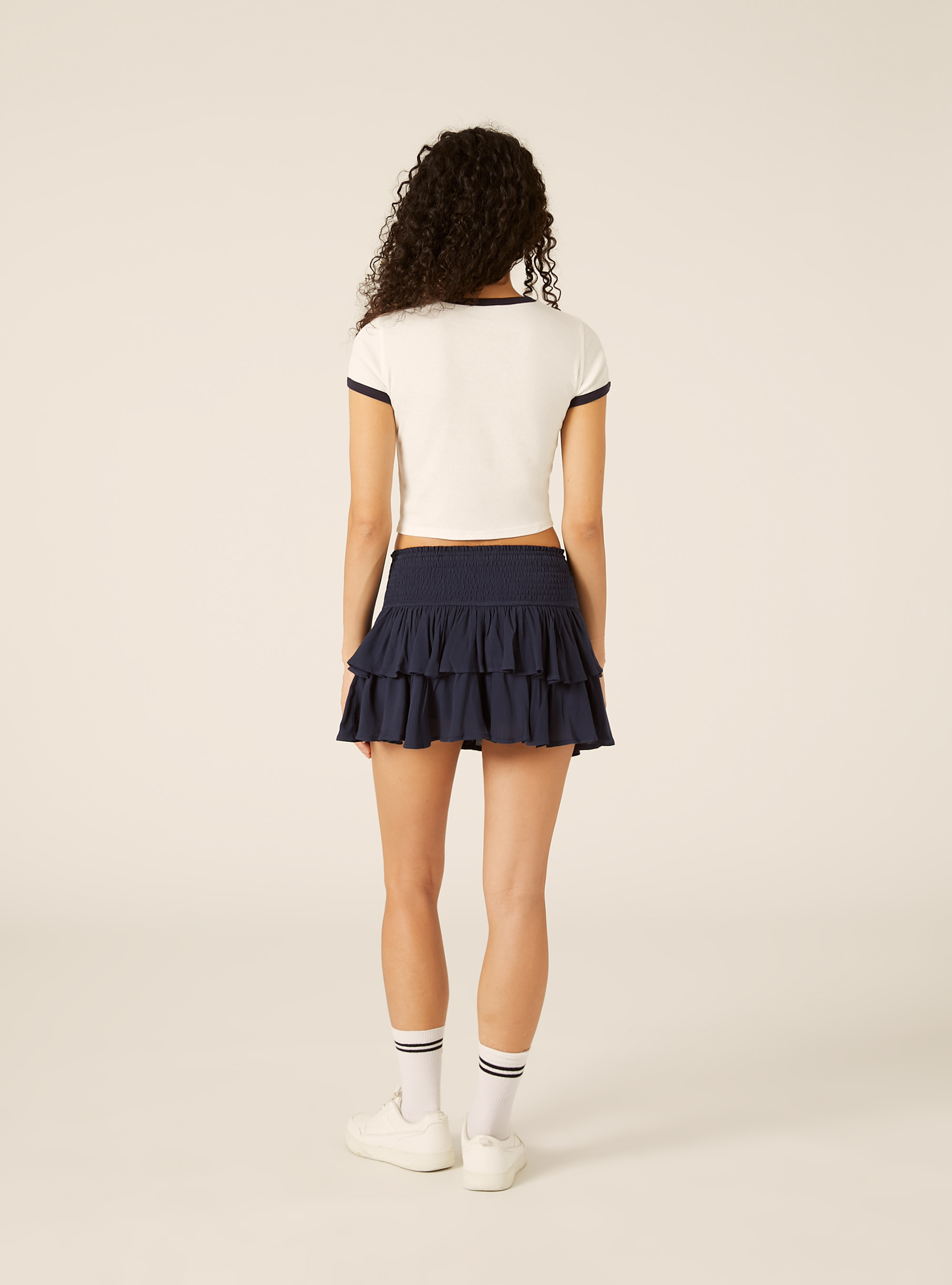 T-shirt crop con stampa calcio mondiali, WH2 WHITE
